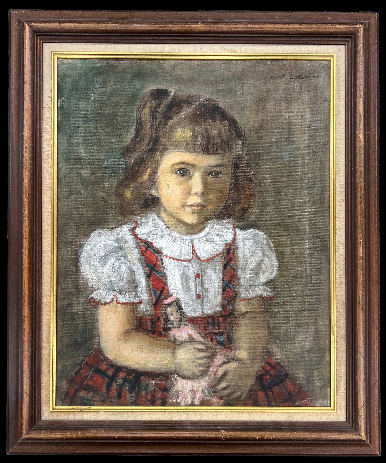 Lisel Salzer "Girl with Doll" 1947 Oil on Canvas - 2