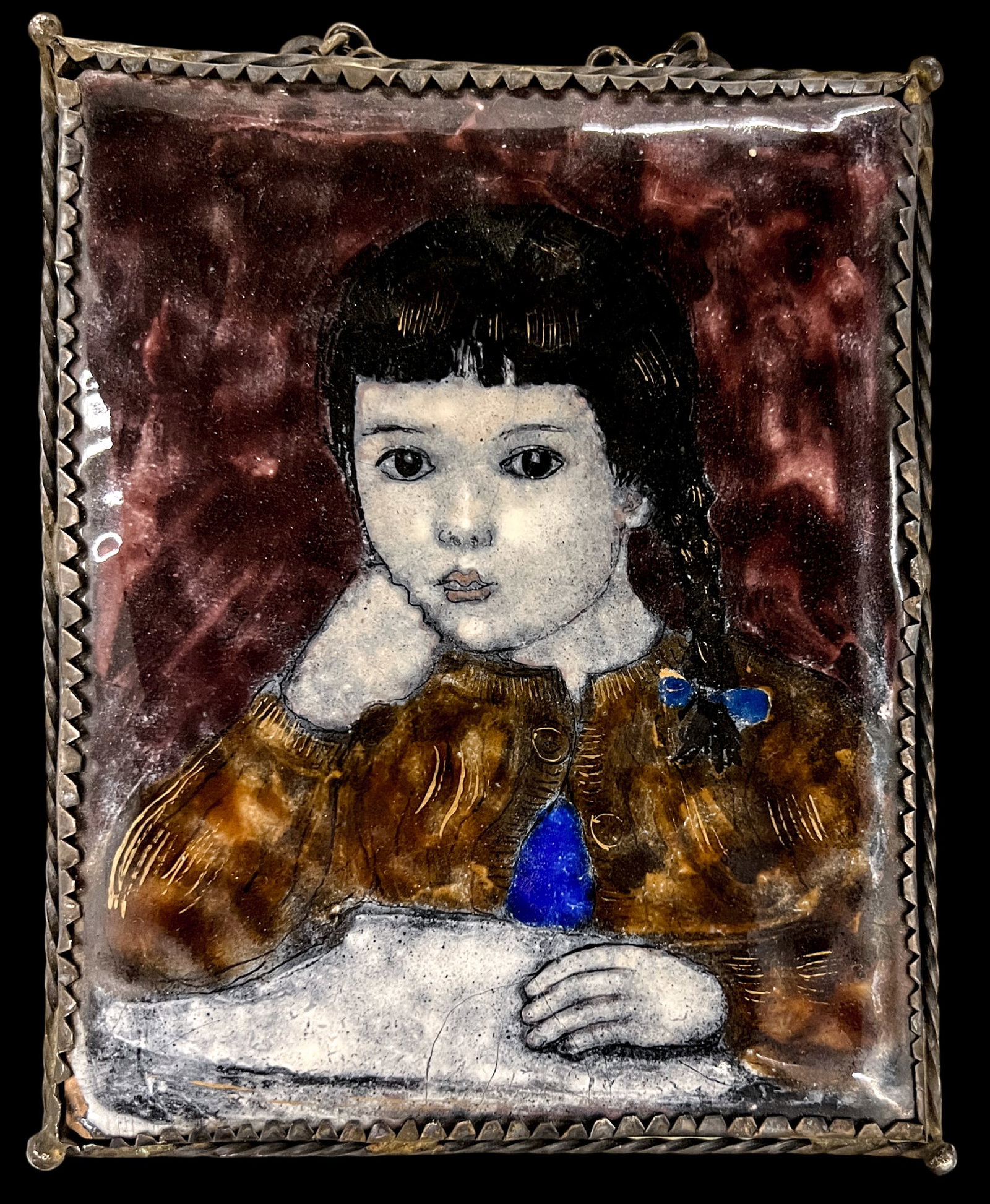 Lisel Salzer "Girl in Pigtails" Limoges Enamel - 2