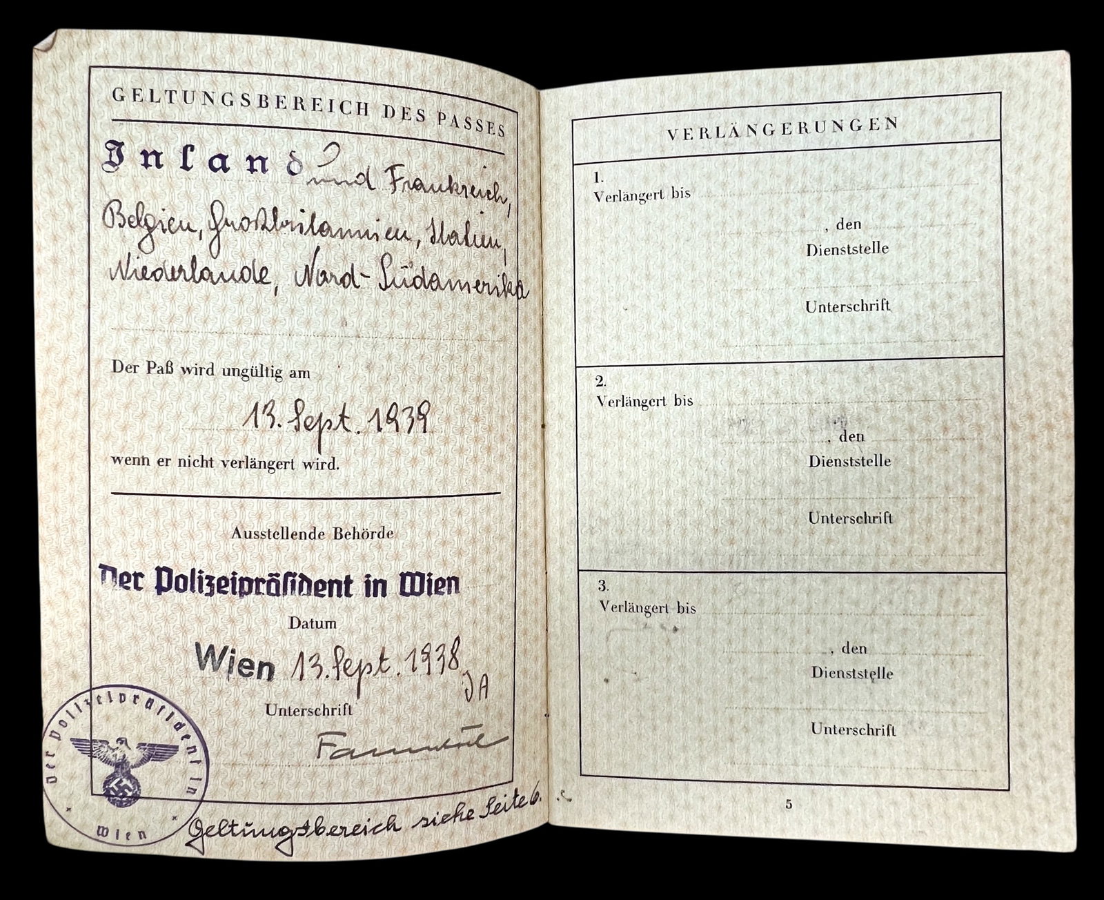 3pc Lisel Salzer 1938 Nazi Germany Passport & 1939 US DoL Immigrant ID Card - 3
