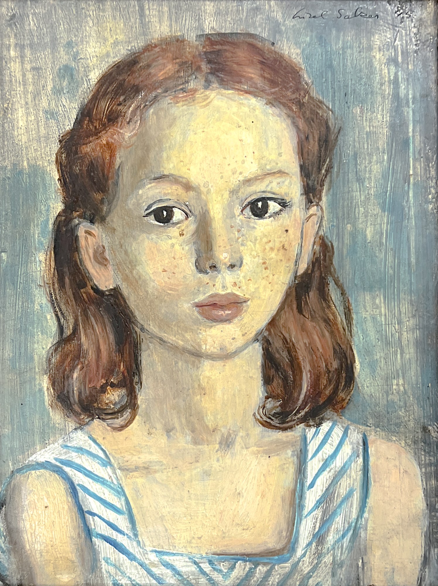 Lisel Salzer "Freckles" 1945 Oil on Board (1 of 2)