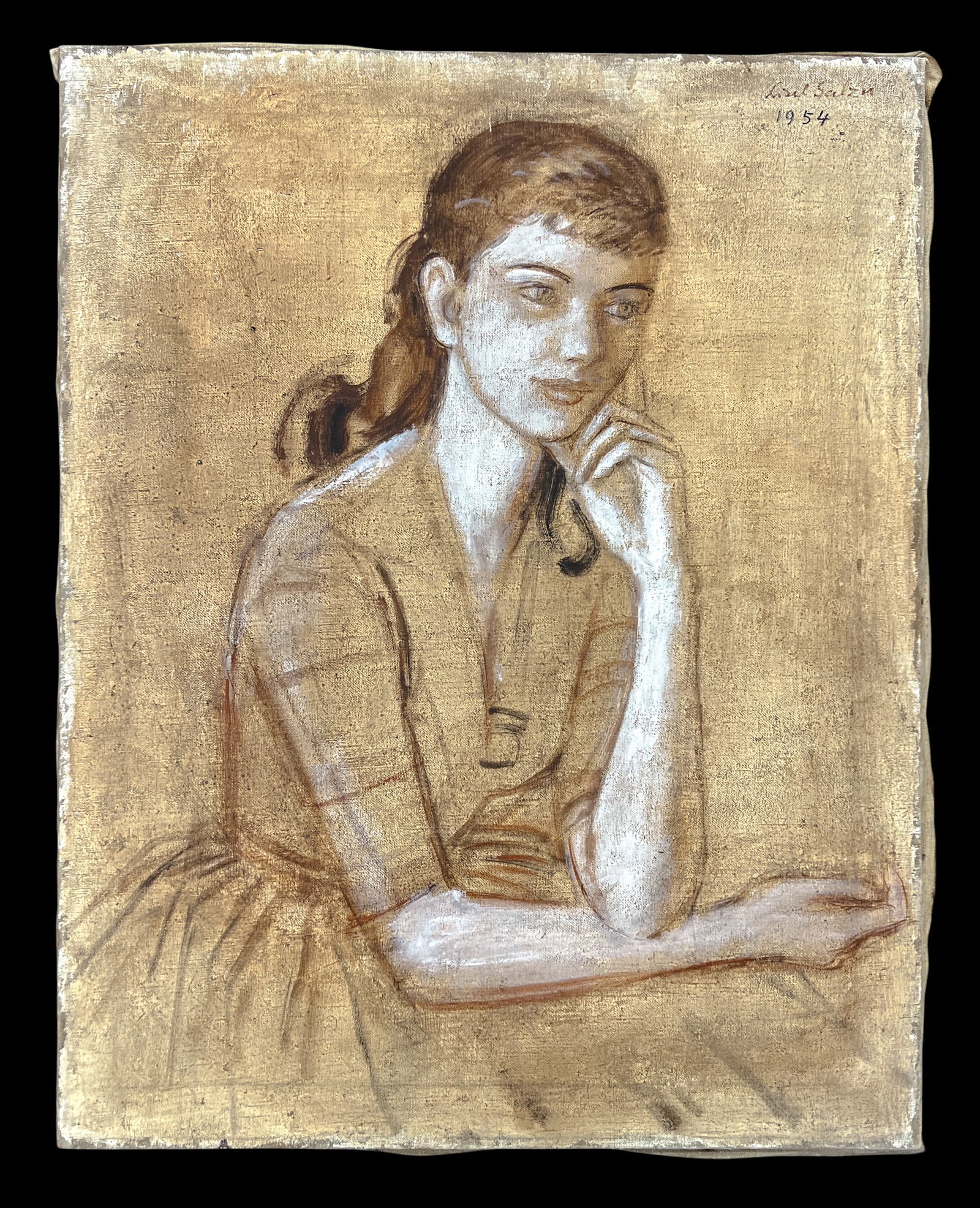 Lisel Salzer "The Intellectual" 1954 Oil on Canvas - 2