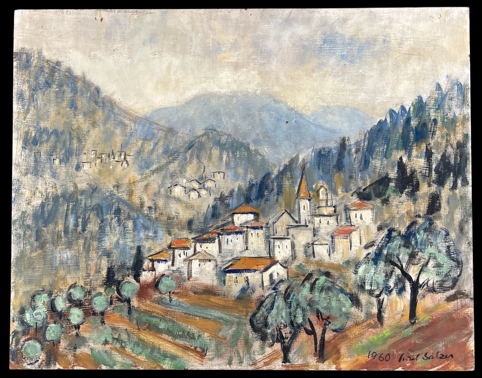 Lisel Salzer "Savignano" 1960 Oil on Board - 2