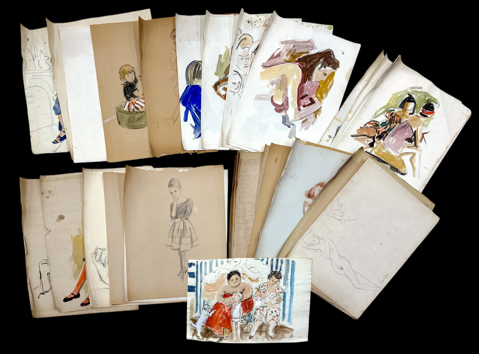 40pc Lisel Salzer Graphite on Paper etc.: 40pc Lisel Salzer (1906-2005 Washington) Graphite on Paper etc. 24"x18" Sheet Largest. Loose, unframed. Condition varies.