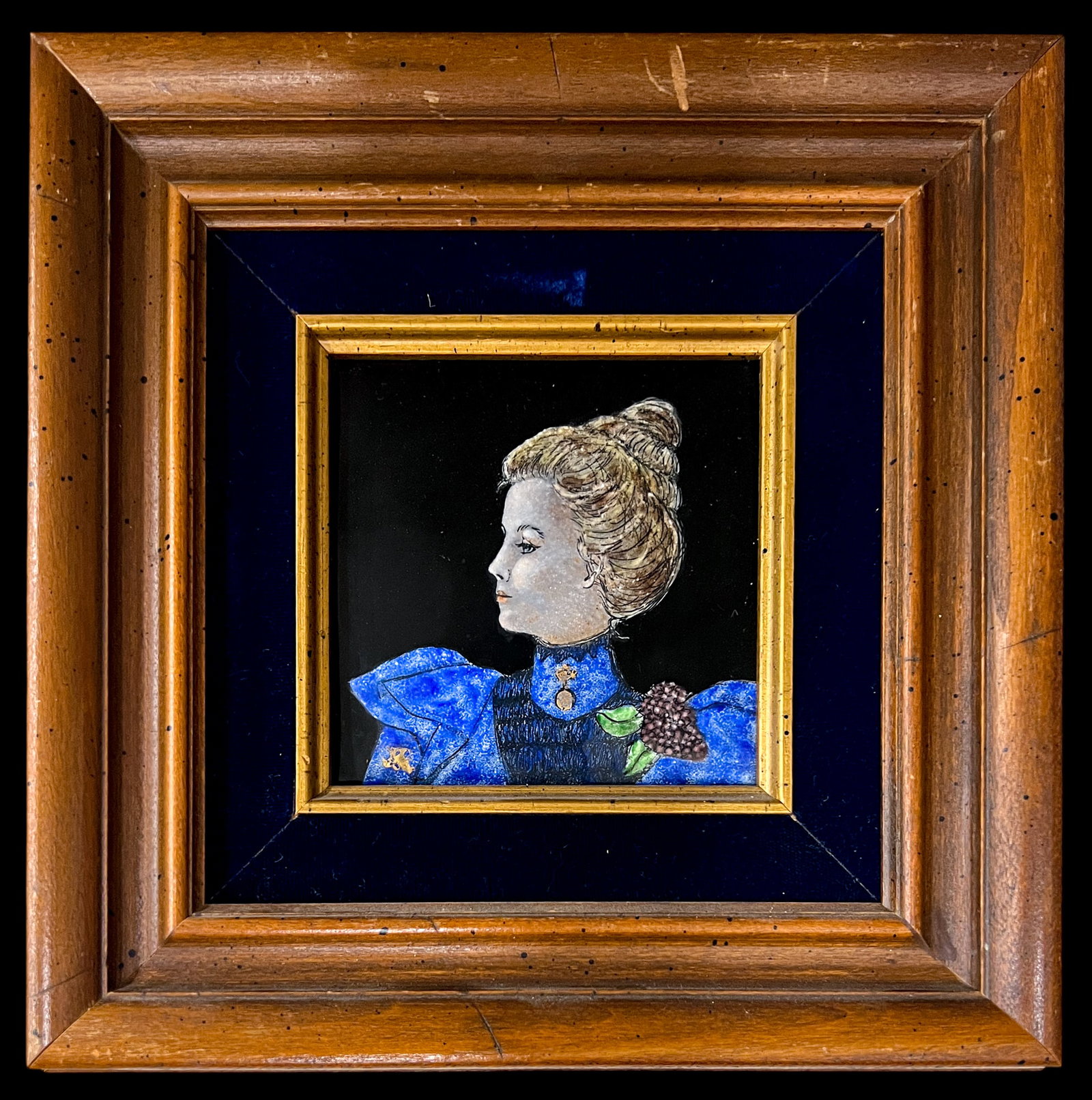 Lenore Kobayashi "Lady in Blue" Limoges Enamel on Copper - 2