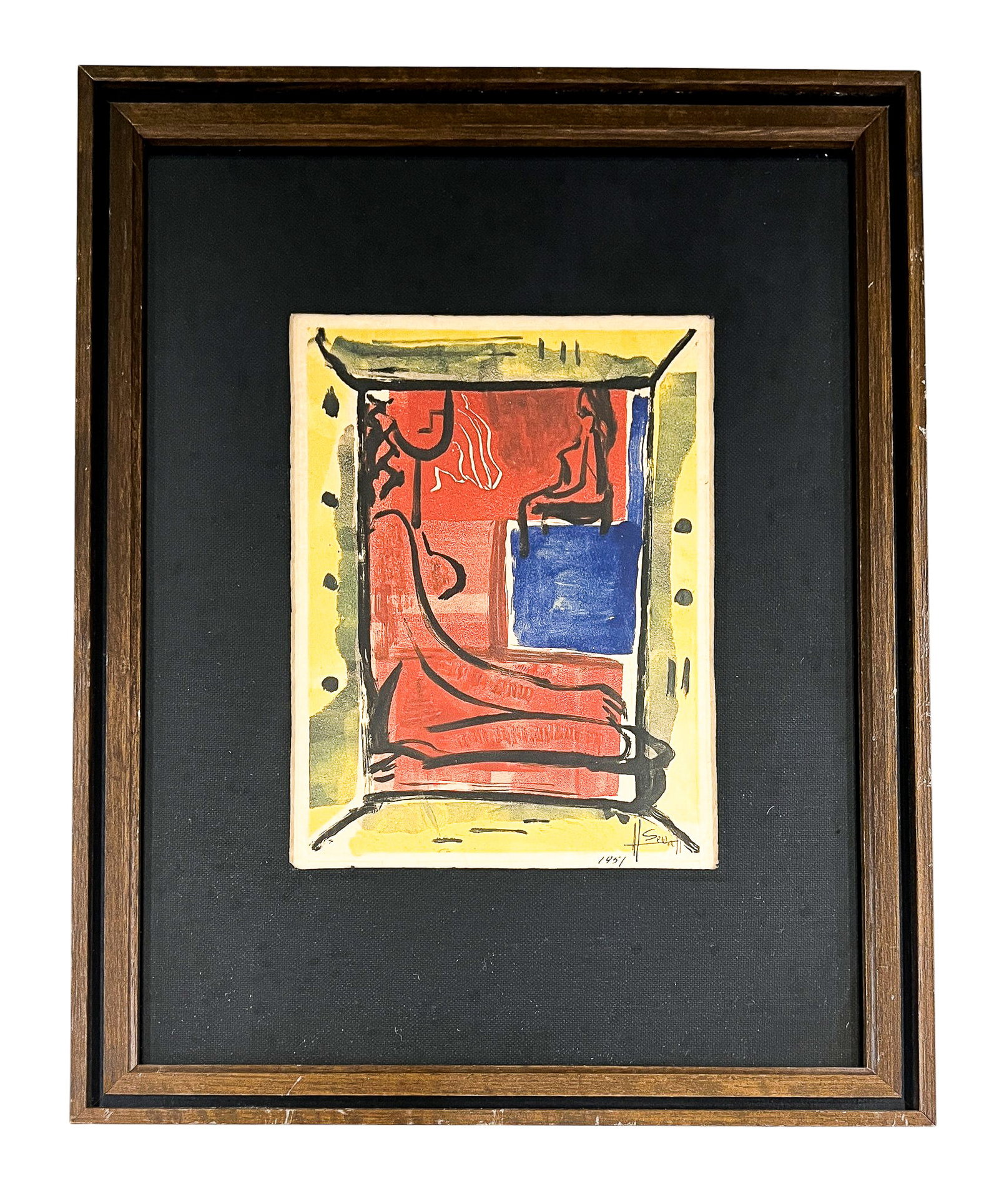 Howard Sewall "Kneeling Woman" 1951 Monotype - 2