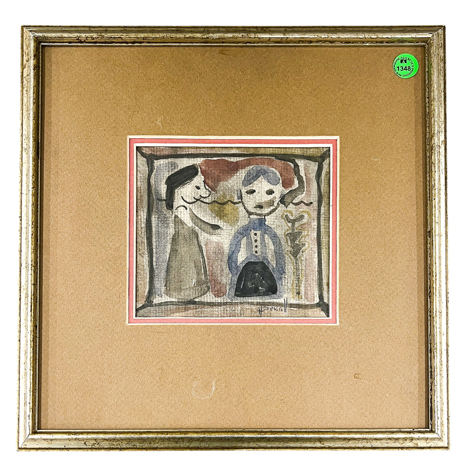 Howard Sewall "Two Children" Watercolor on Paper - 2