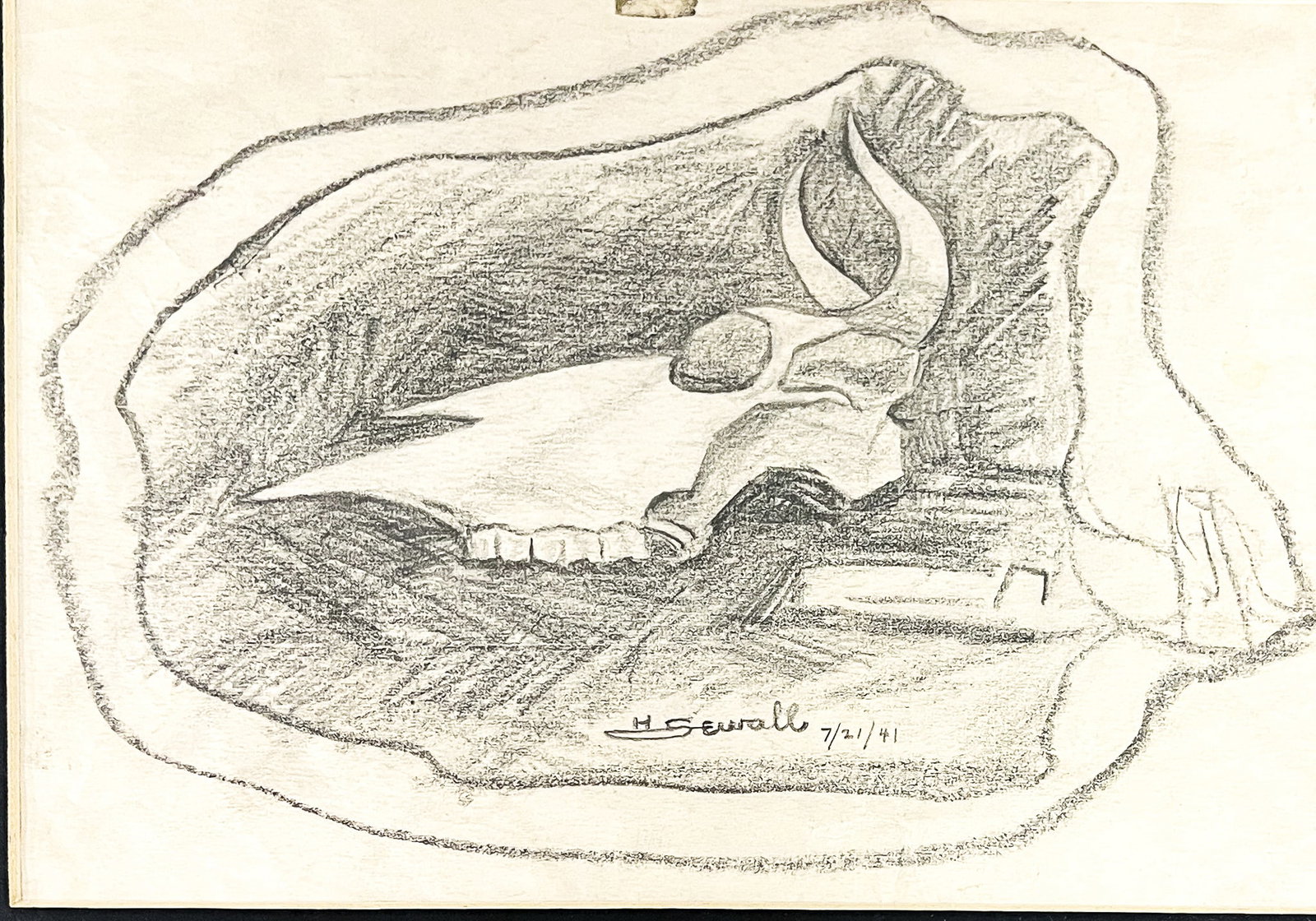 Howard Sewall "Fractured Skull" 1941 Graphite on Paper (1 of 2)