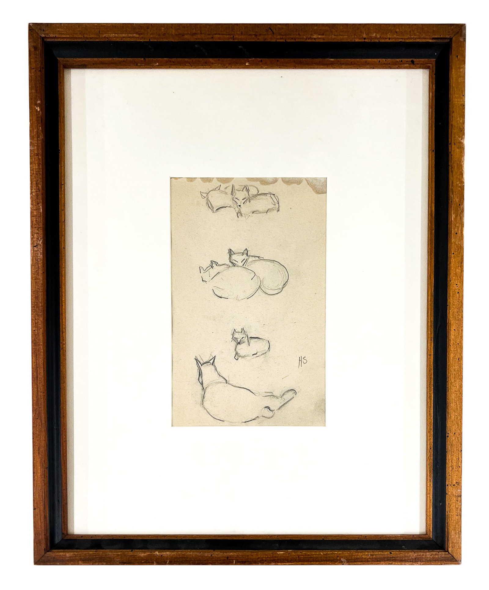 Howard Sewall "Foxes" Graphite on Paper - 2