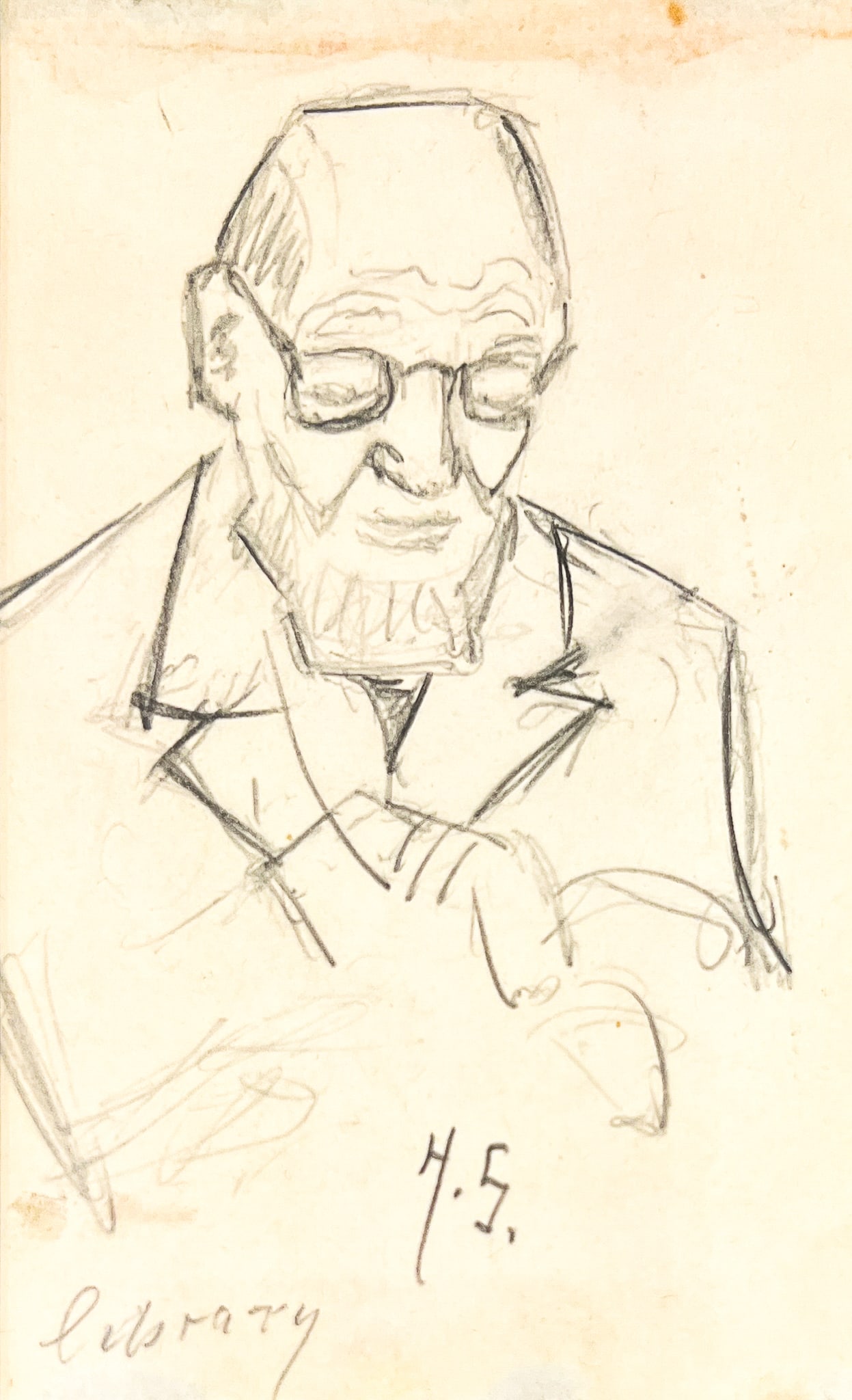 Howard Sewall "Library" Graphite on Paper: Howard Sewall (1899-1975 Oregon) "Library" Graphite on Paper 4.5"x3" Image 17"x15.5" Framed. Initialed lower center. Excellent condition, not examined outside of framing.