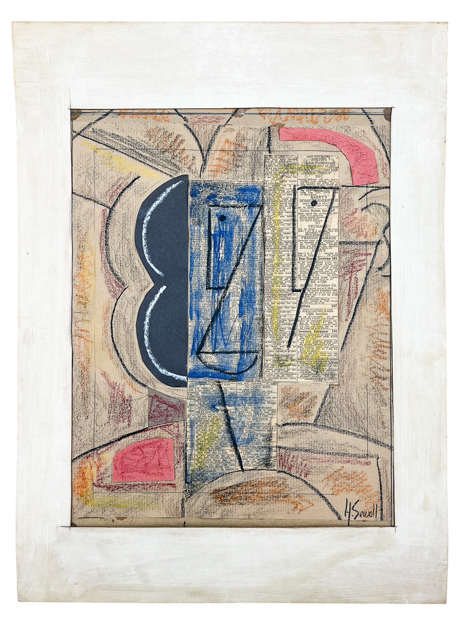 Howard Sewall "Figurative Abstract Collage" Mixed Media on Paper - 2