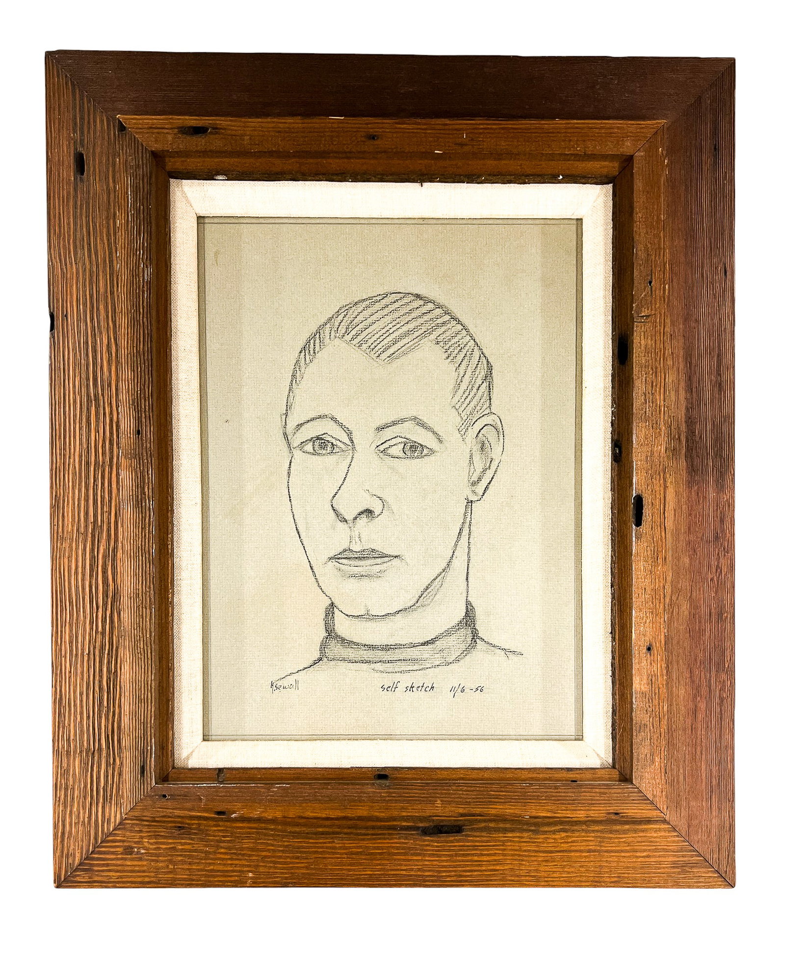 Howard Sewall "Self Portrait" 1956 Charcoal on Paper - 2