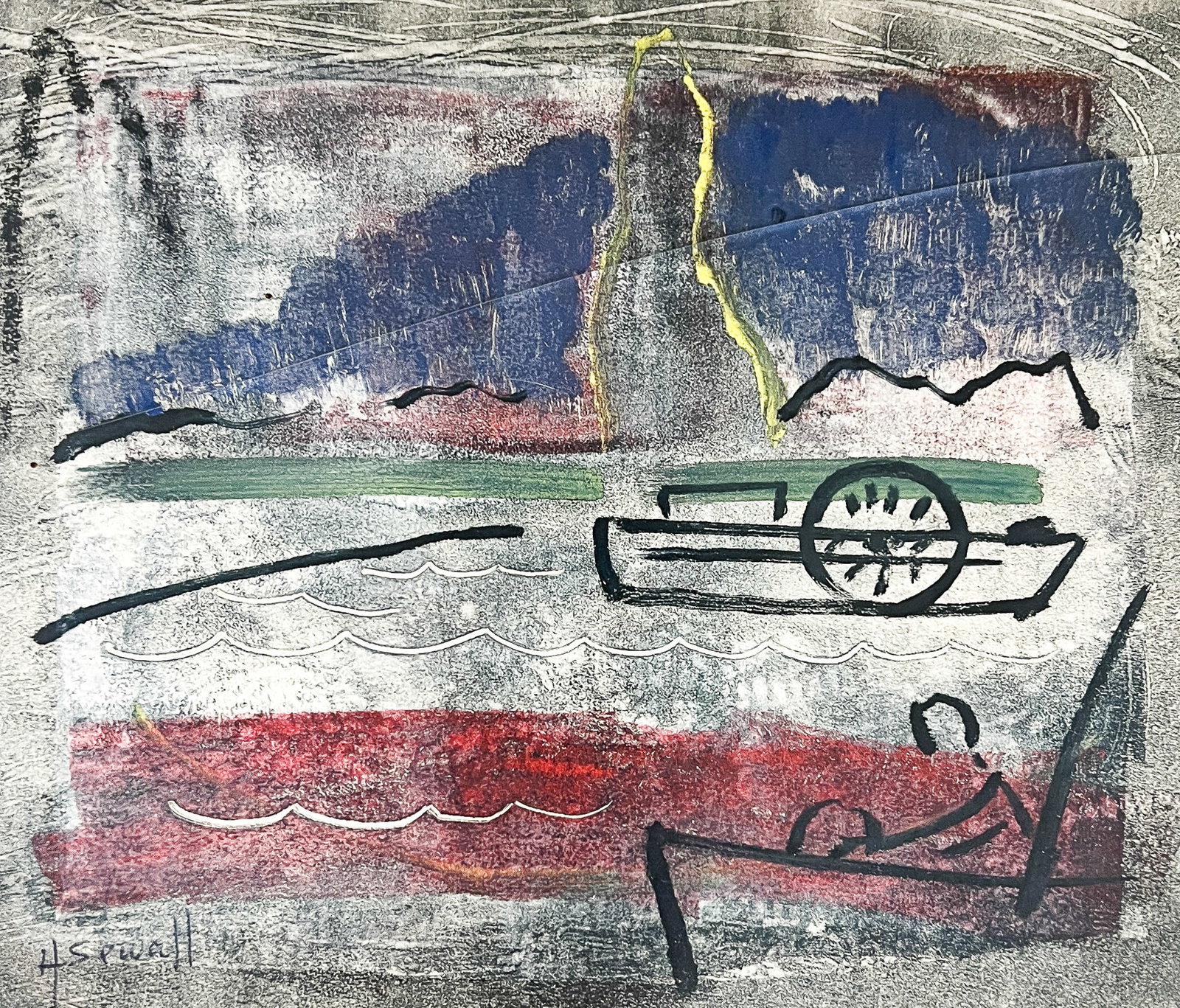 Howard Sewall "Paddle Boat" Monotype (1 of 2)
