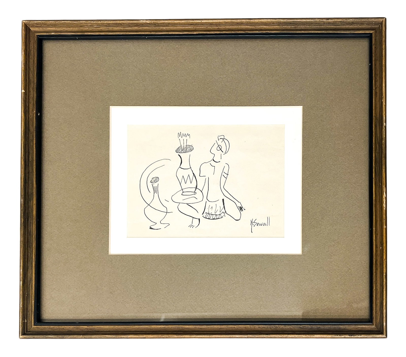 Howard Sewall "Vase Dancer" Ink on Paper - 2