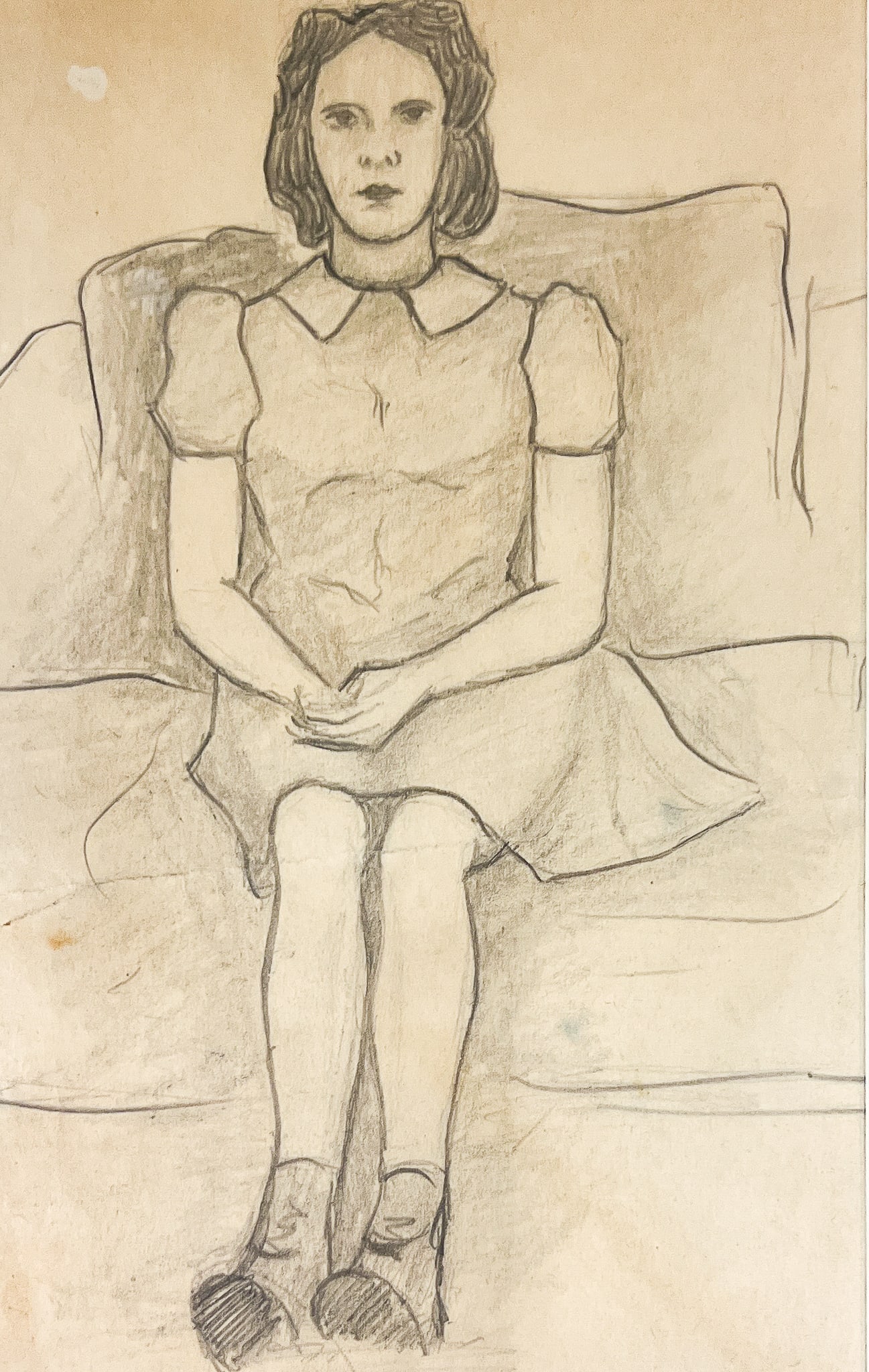 Howard Sewall "Woman on Sofa" Graphite on Paper (1 of 2)
