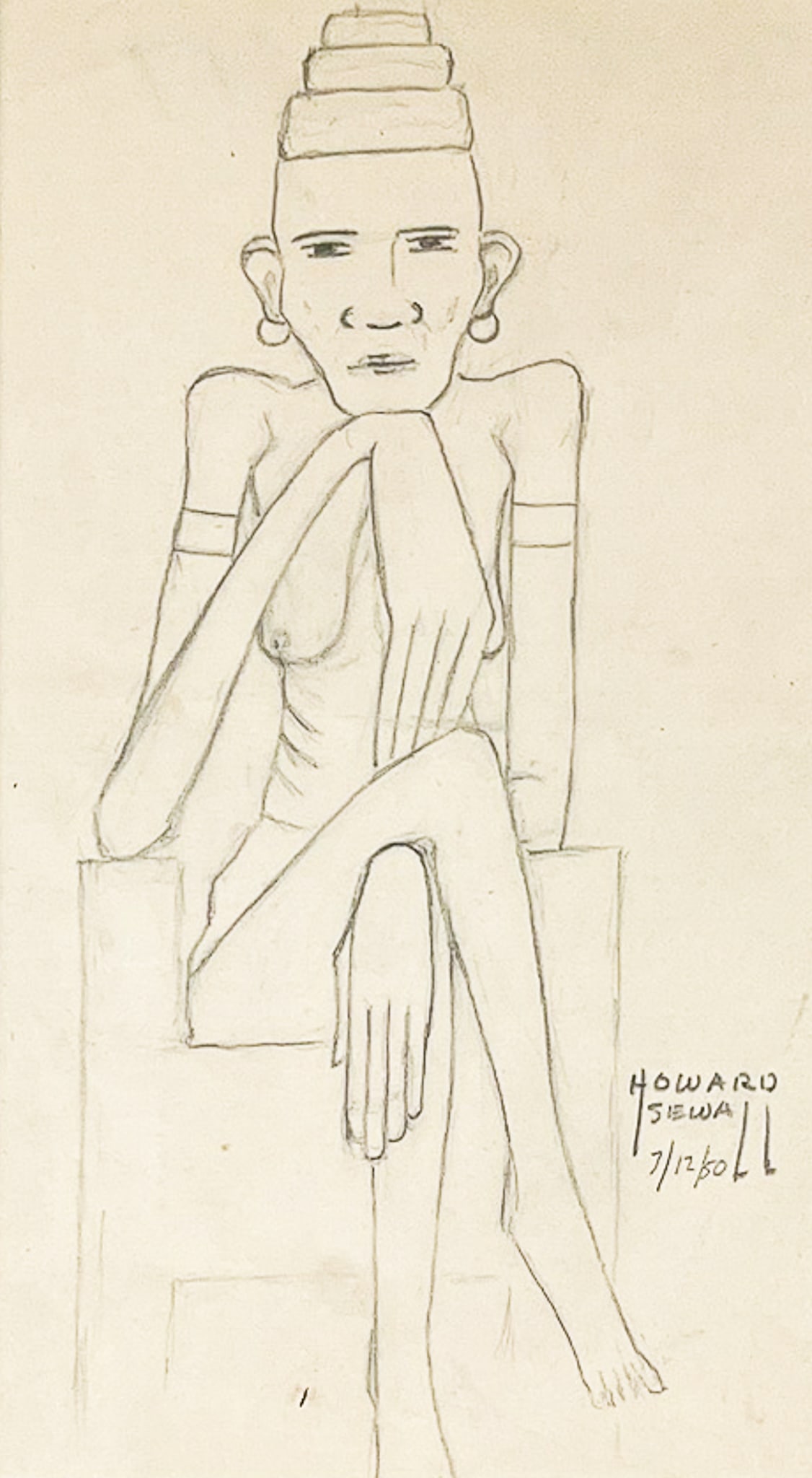 Howard Sewall "You Were Saying?" 1950 Graphite on Paper (1 of 2)