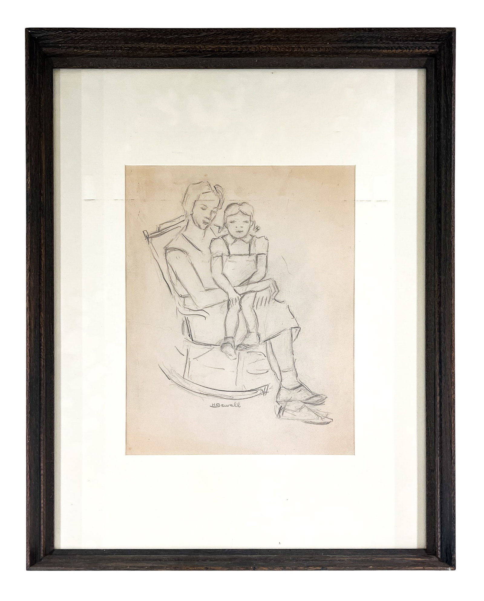 Howard Sewall "Mother and Daughter on Rocker" Graphite on Paper - 2