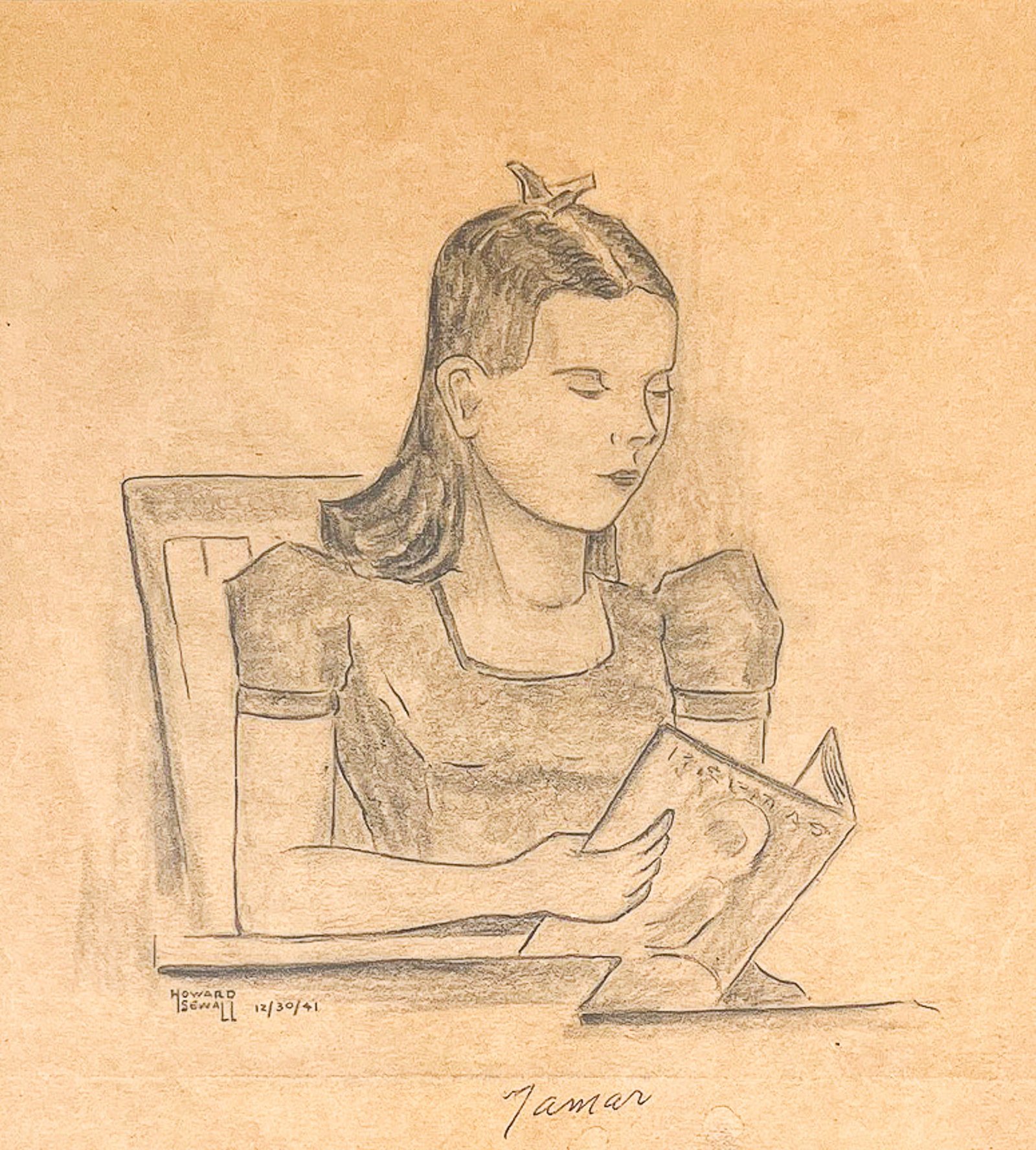 Howard Sewall "Jamar" 1941 Graphite on Paper: Howard Sewall (1899-1975 Oregon) "Jamar" 1941 Graphite on Paper 8"x7" Image 16"x15.5" Framed. Signed lower left. Excellent condition, not examined outside of framing.