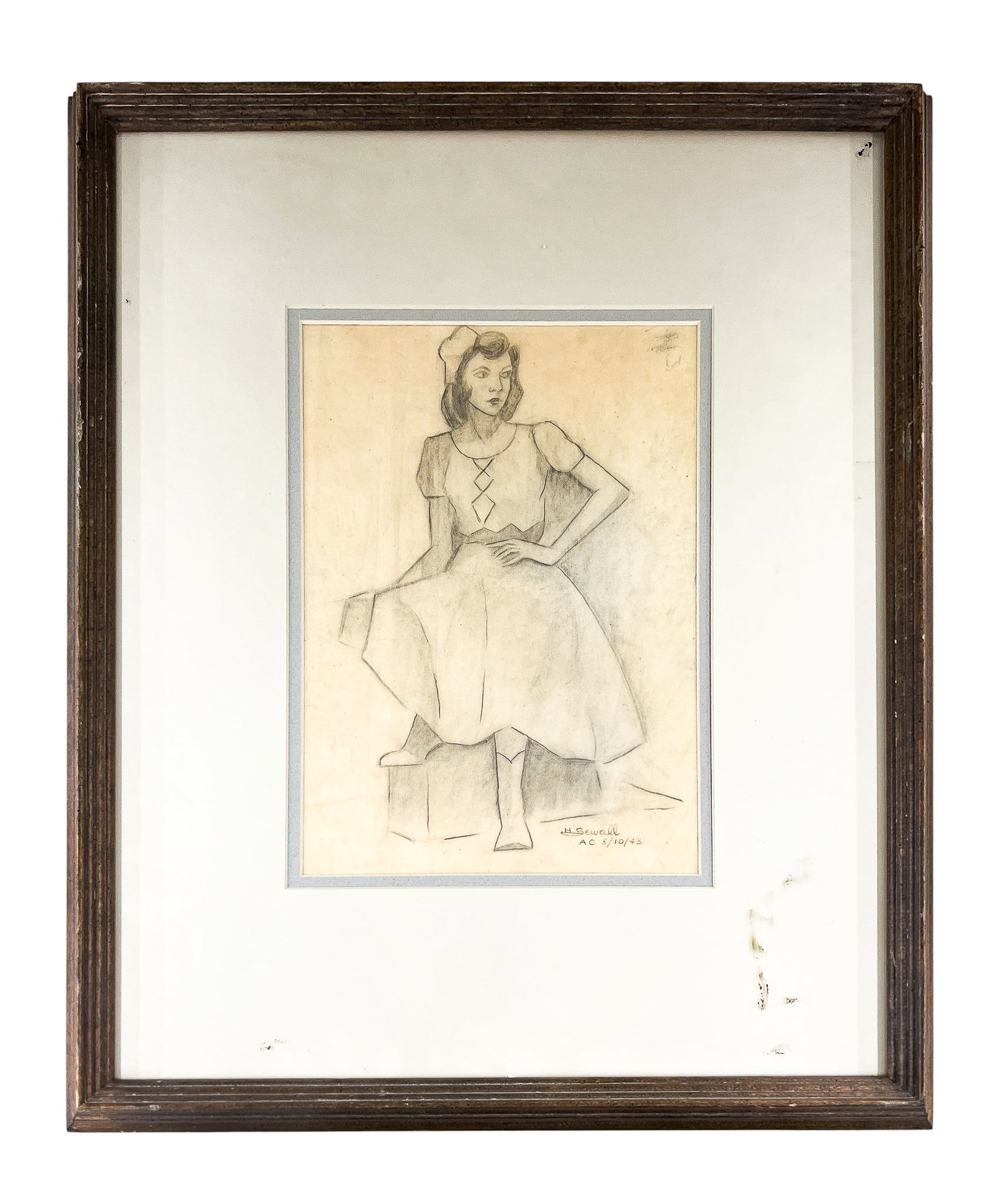 Howard Sewall "Woman in Dress" 1943 Graphite on Paper - 2