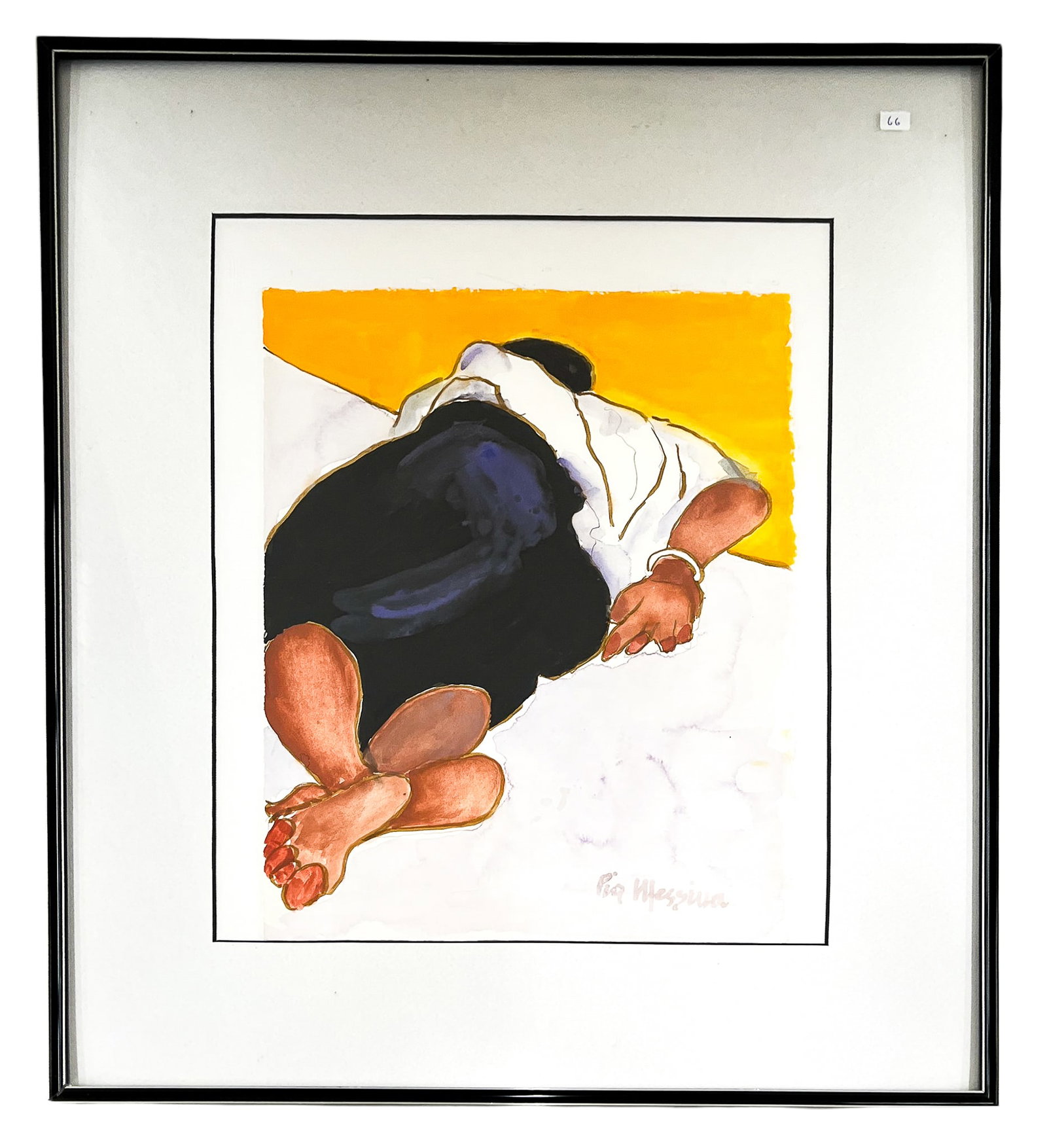 Pia Messiua "Resting" Watercolor on Paper - 2