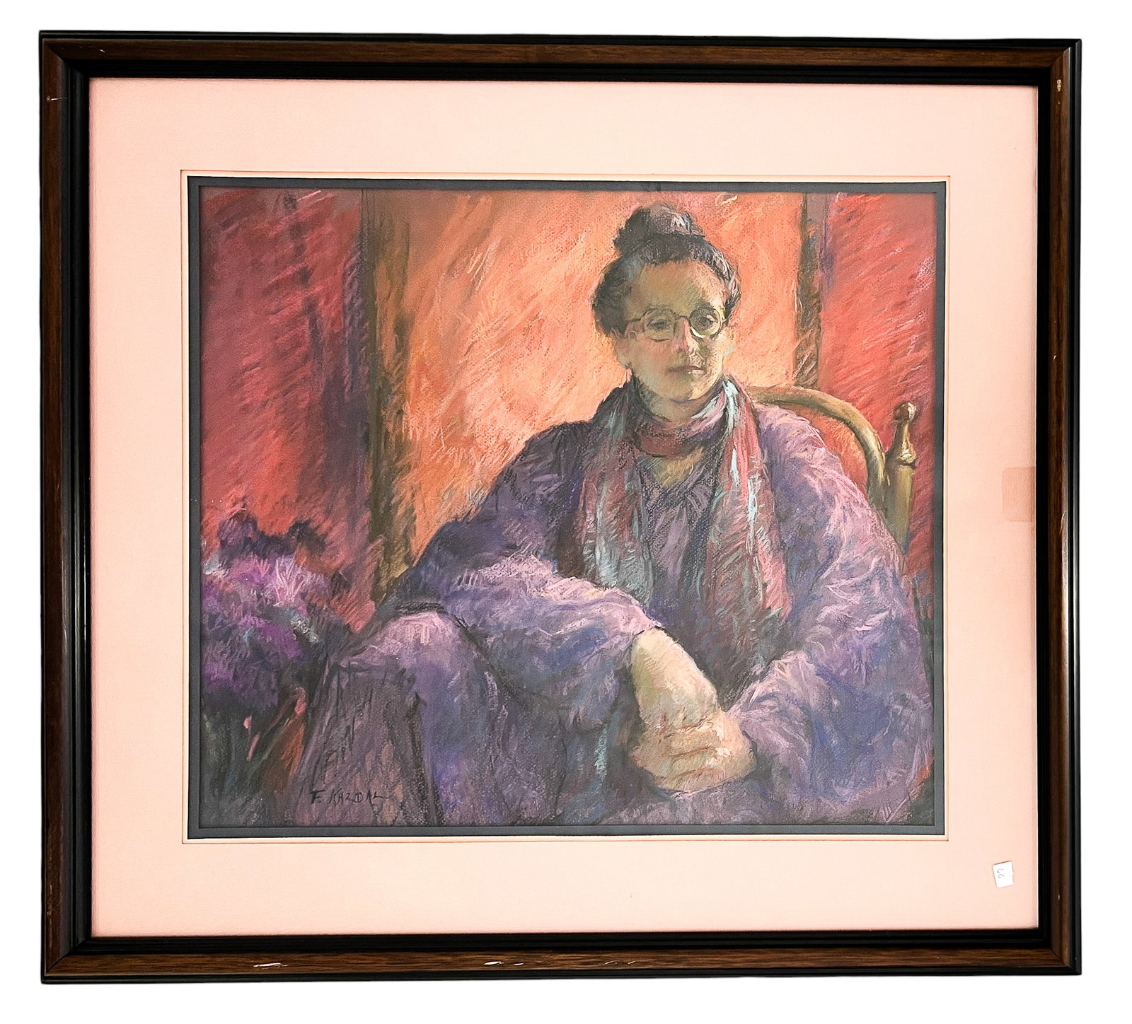 F. Kazdal "Purple Gaze" Oil Pastel on Paper - 2