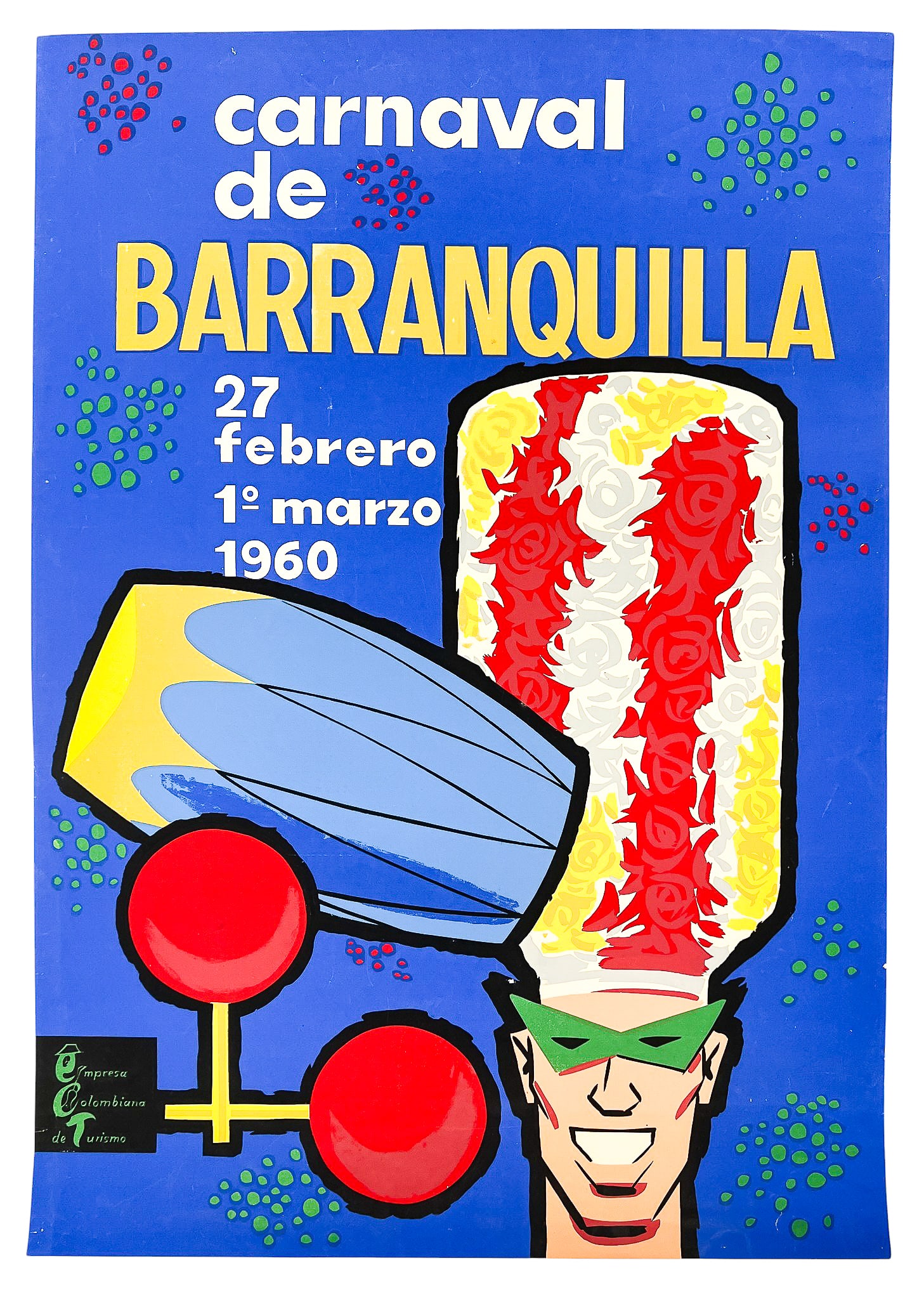 1960 Carnaval de Barranquilla Promotional Poster Screen Print - 2