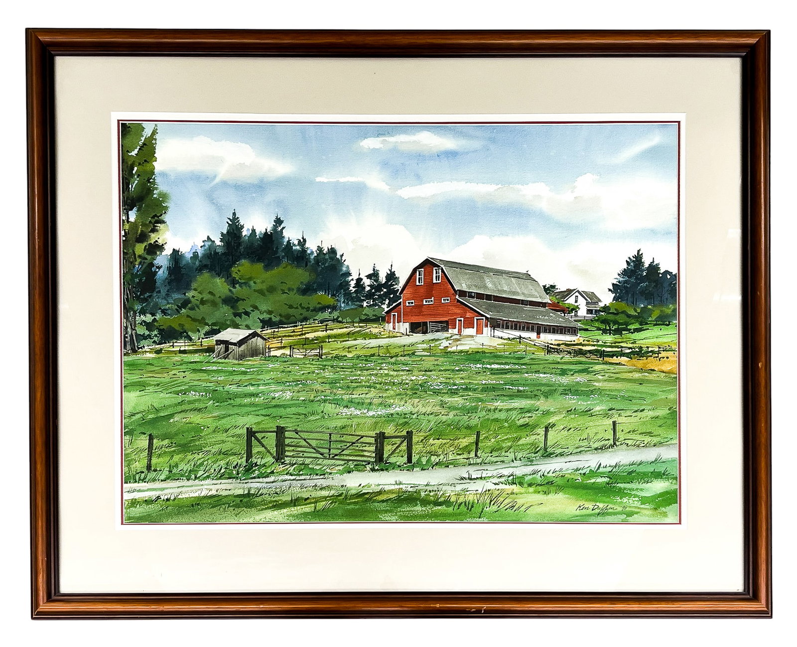 Ken Duffin "Red Barn" 1990 Watercolor on Paper - 2