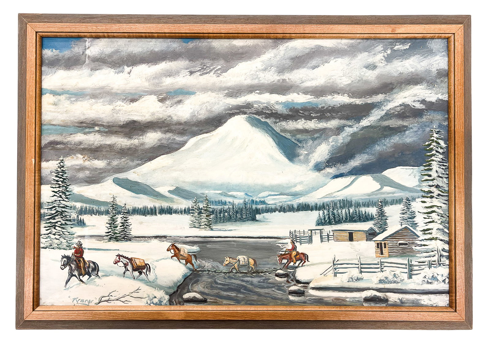 Richard Kruger "Trotting Through the Snow" Acrylic on Board - 2