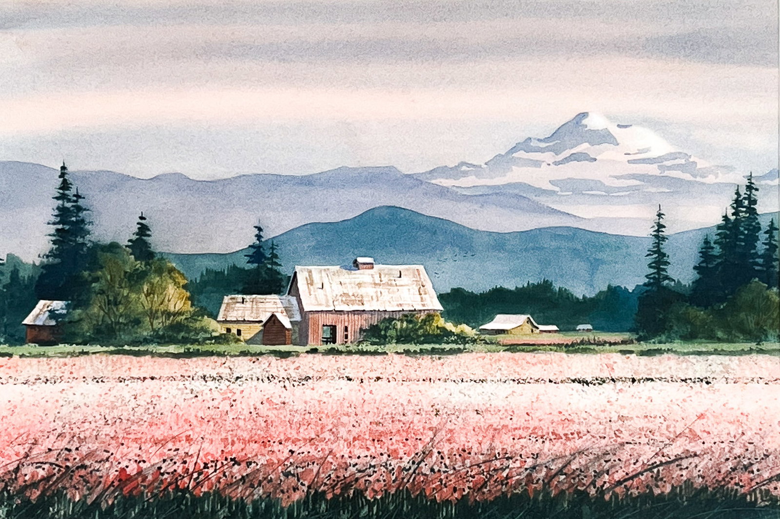 Ann Rutter "Tulip Fields" Watercolor on Paper (1 of 2)