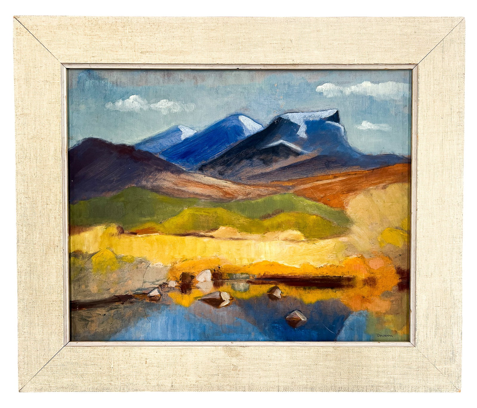Uno Dewoon "Autumn Mountain Scene" Acrylic on Board - 2