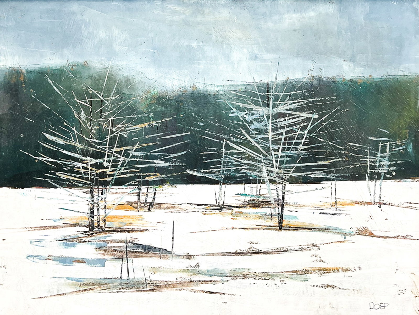 Peter Doef "Trees" Oil on Board: Peter Doef (1927-2023 Canadian) "Trees" Oil on Board 11.5"x15.5" Image 17"x21" Framed. Signed lower right. Excellent condition, not examined outside of framing.