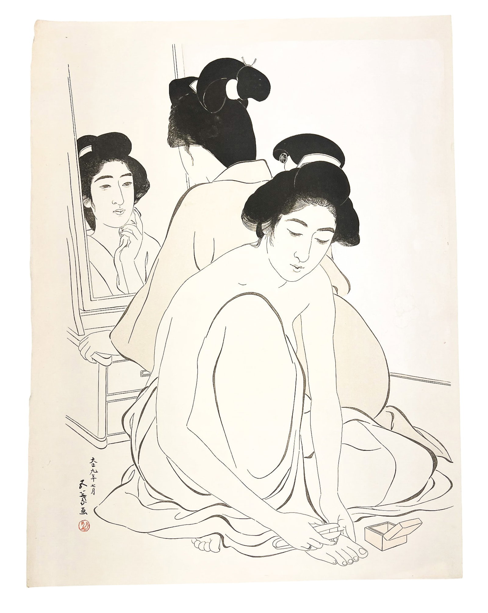 Goyo Hashiguchi "Two Women After Bath" 1920 Woodblock Print - 2