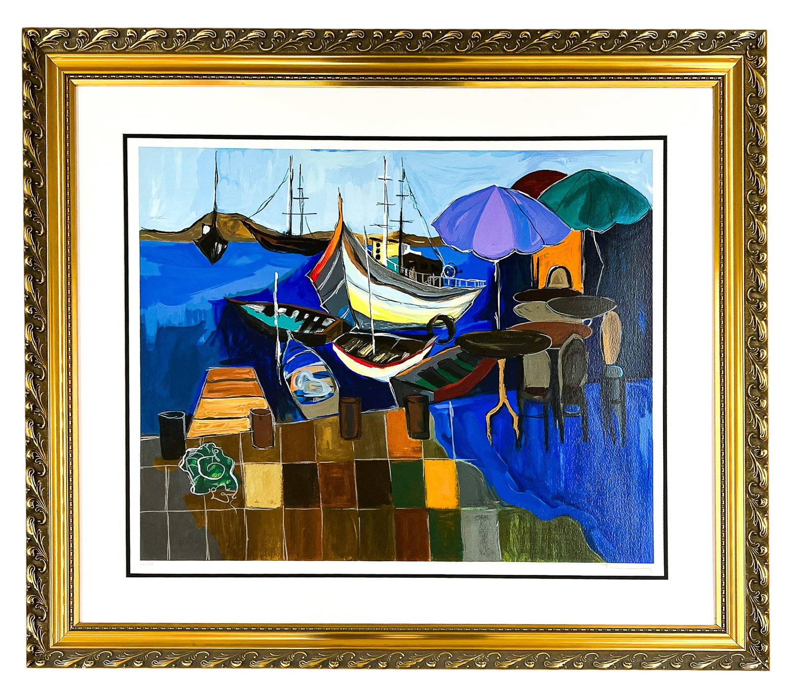 Itzchak Tarkay "Haifa Port" 1998 Serigraph - 2