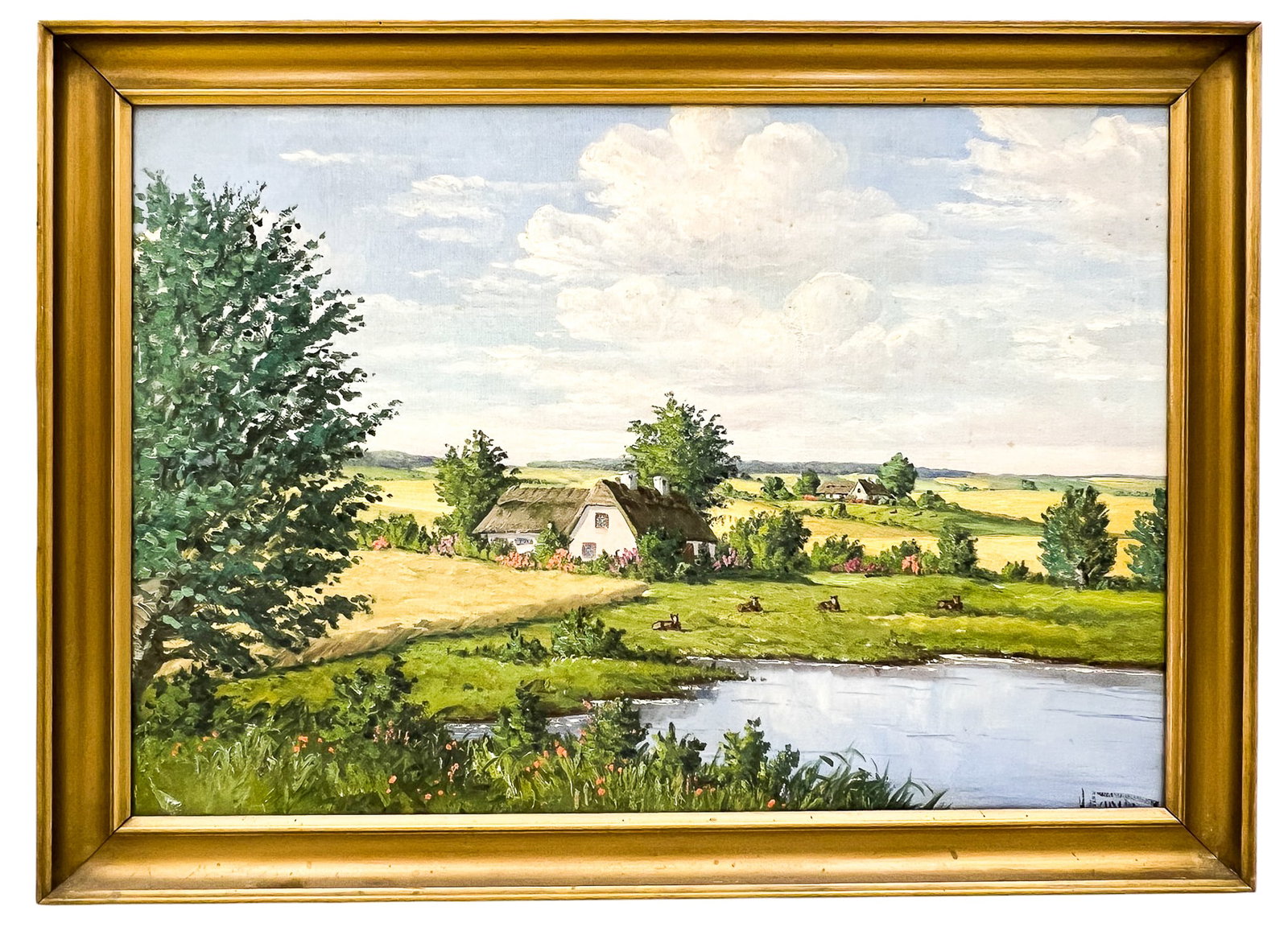 Artist Unknown "Resting Cows" Oil on Canvas - 2