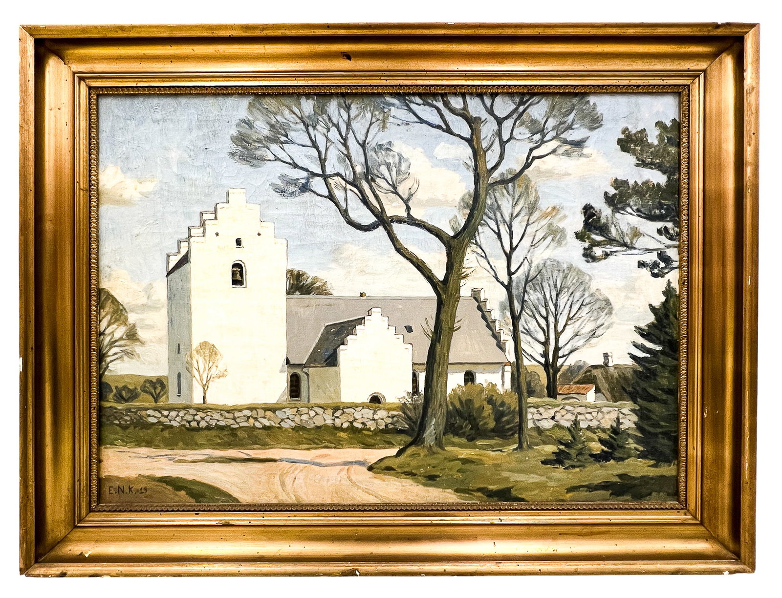 Artist Unknown "Mission Church" 1929 Oil on Canvas - 2