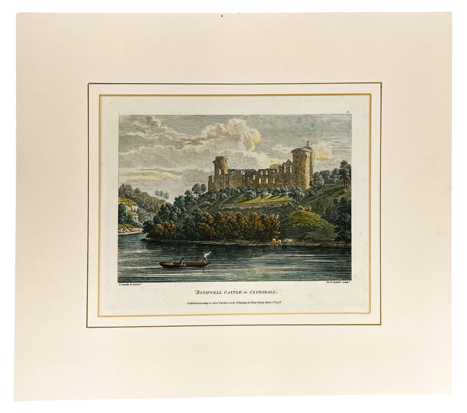 Paul Sandby "Bothwell Castle, Clydsdale" Colored Etching - 2