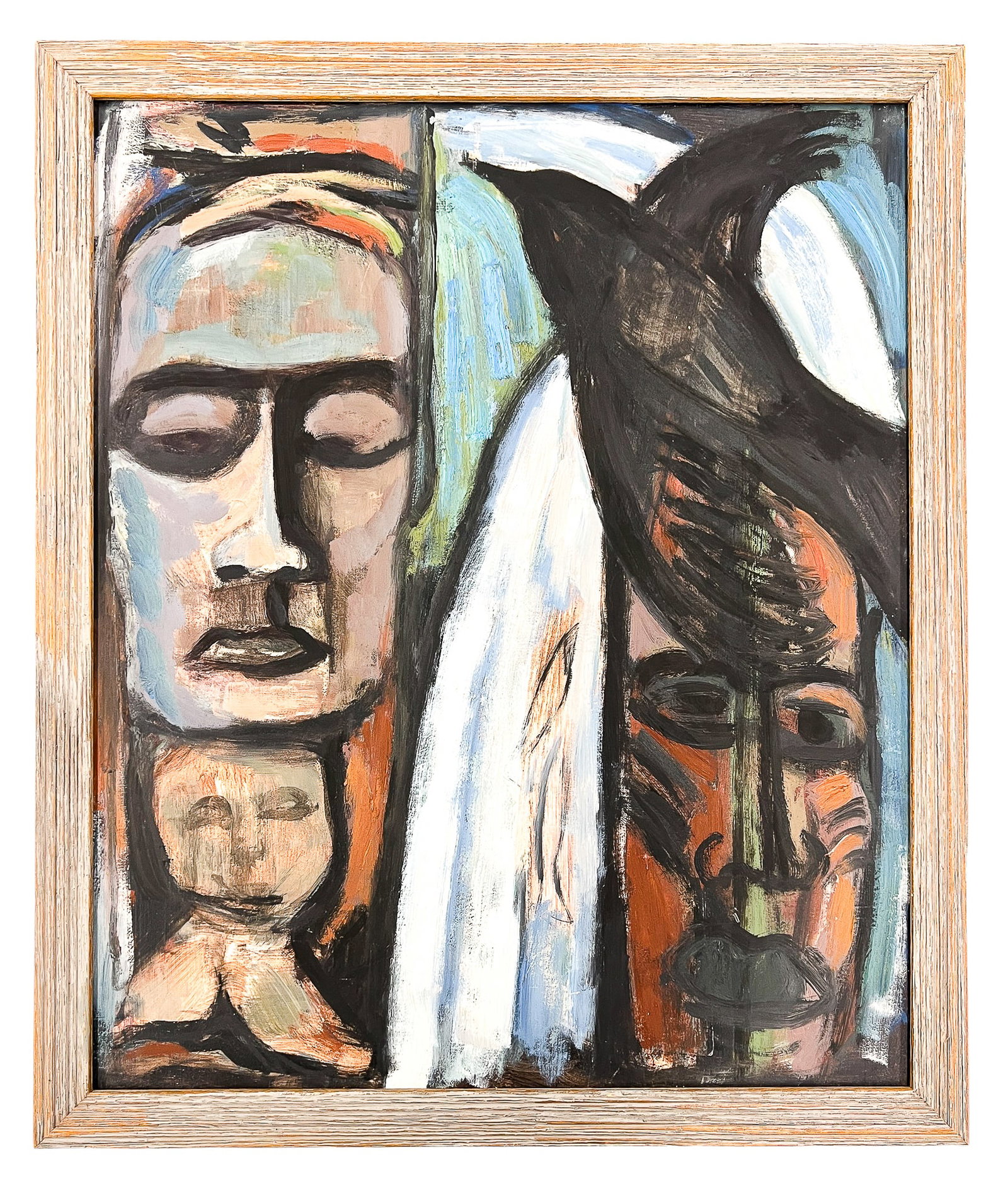John Cole "Raven & Faces" Oil on Board - 2