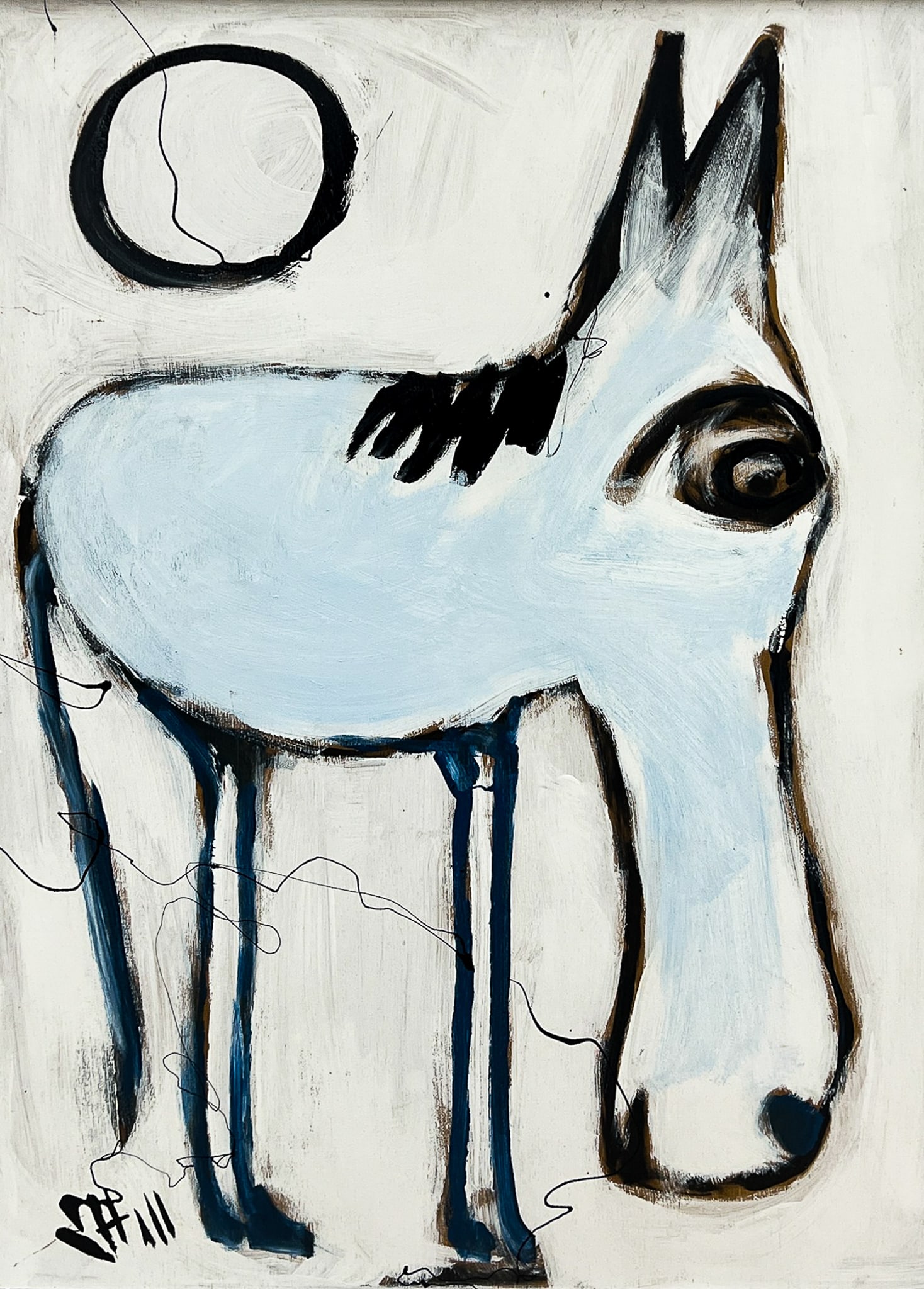 Jay Hill "Donkey (Mule)" Oil on Board: Jay Hill (b. 1958 Oregon) "Donkey (Mule)" Oil on Board 44"x33" Framed. Signed lower left. Excellent condition, not examined outside of framing.