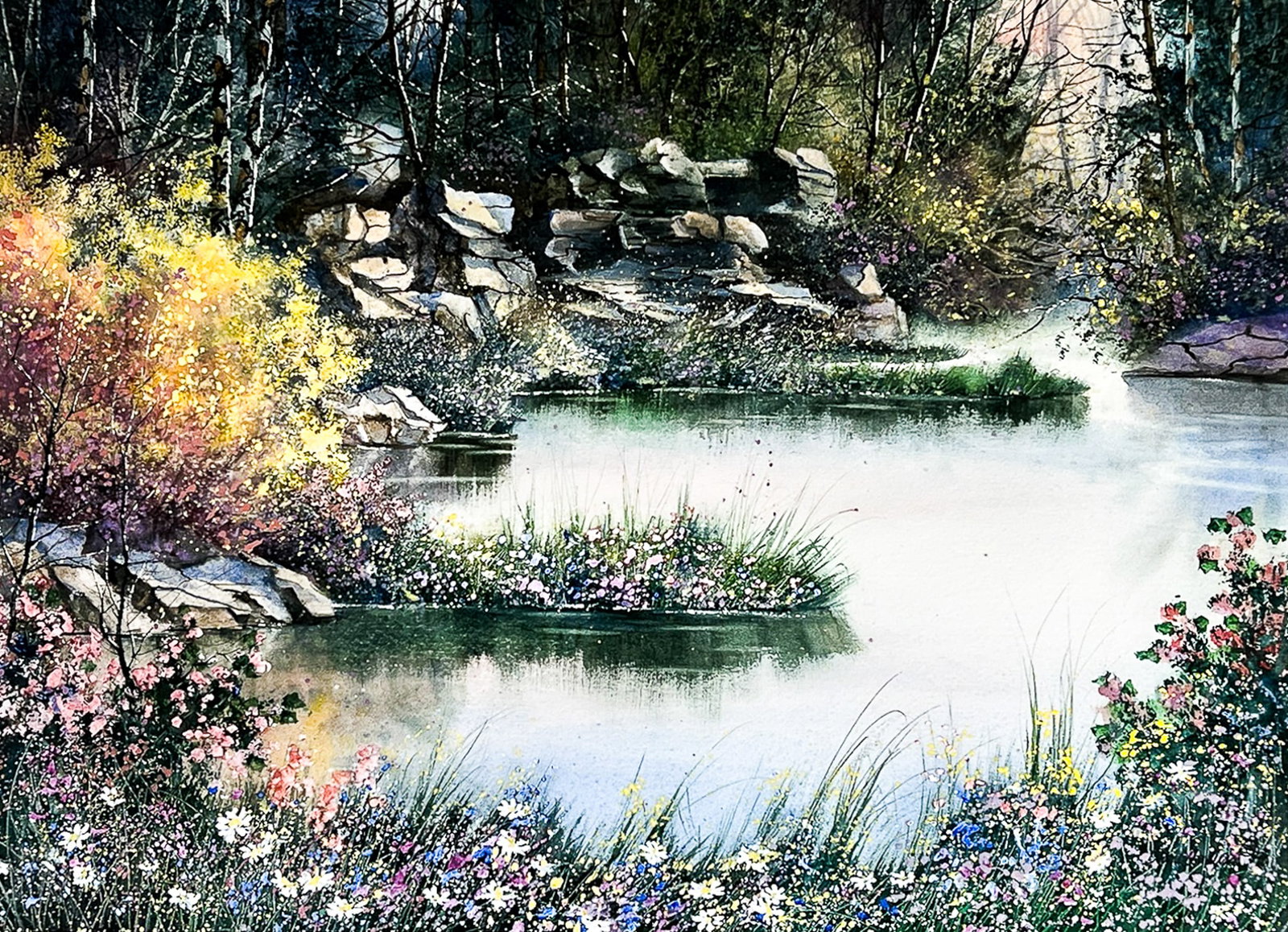 Diane Anderson "Fantastic Bloom" 1990 Watercolor on Paper: Diane Anderson (20th Cent. Kentucky) "Fantastic Bloom" 1990 Watercolor on Paper 22"x29" Image 30.5"x39" Framed. Signed lower right. Excellent condition, not examined outside of framing.
