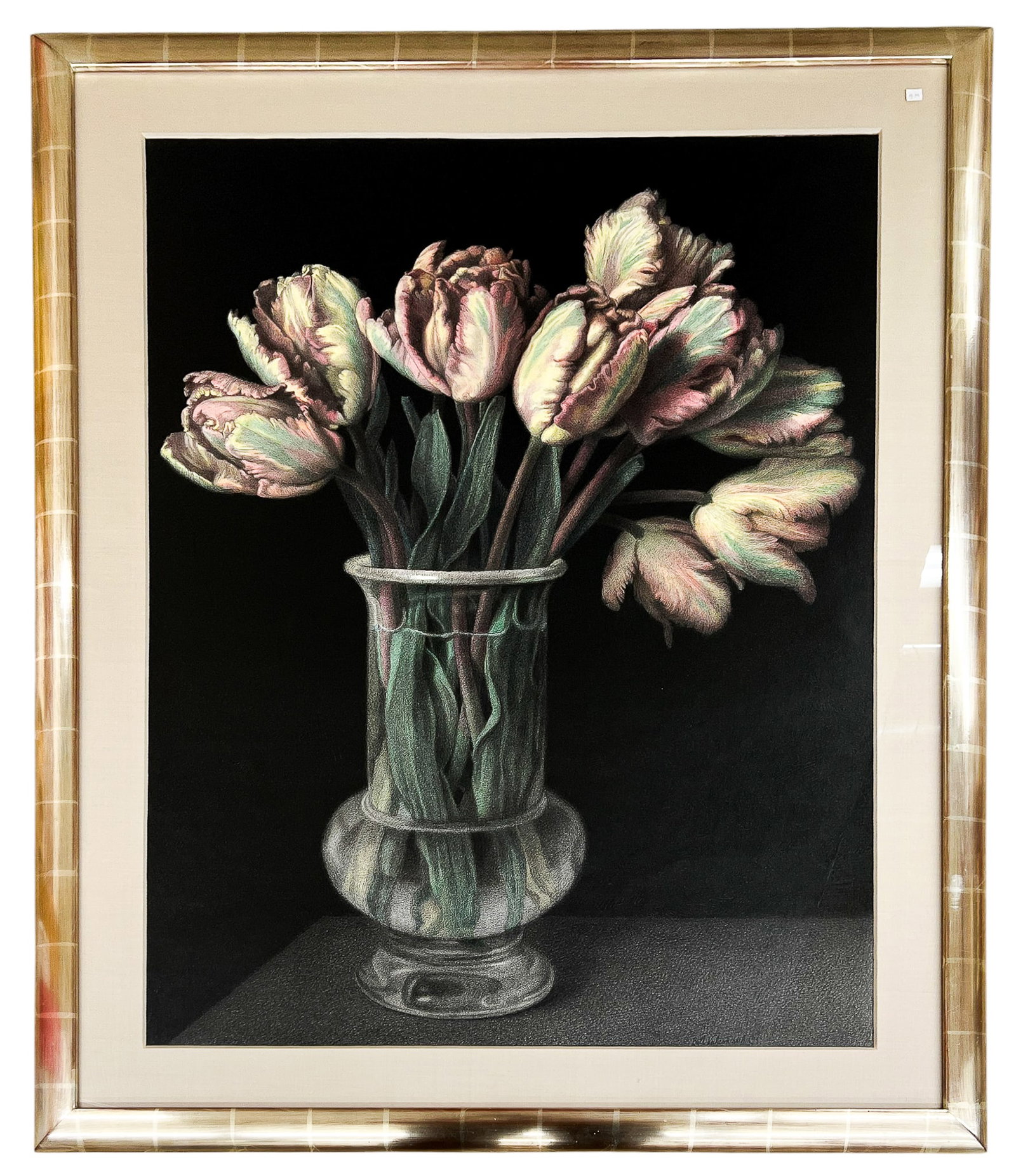 Bill Vuksanovich "Tulips in Glass Vase" 1993 Oil Pastel on Paper - 2