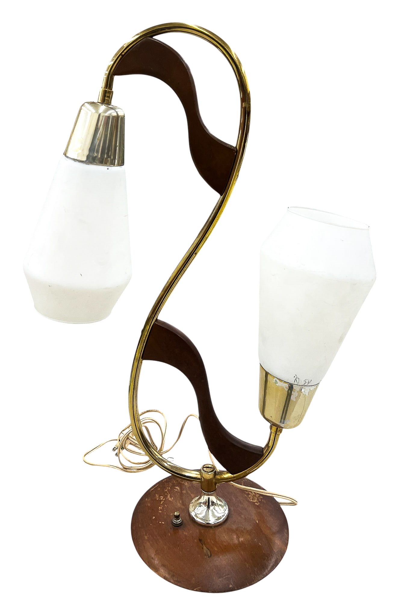 Heifetz Rotaflex Mid-Century Wood & Brass Lamp - 2
