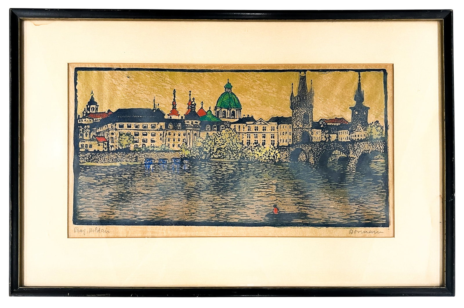 Emma Bormann "The Moldau, Prague" Woodcut on Paper - 2