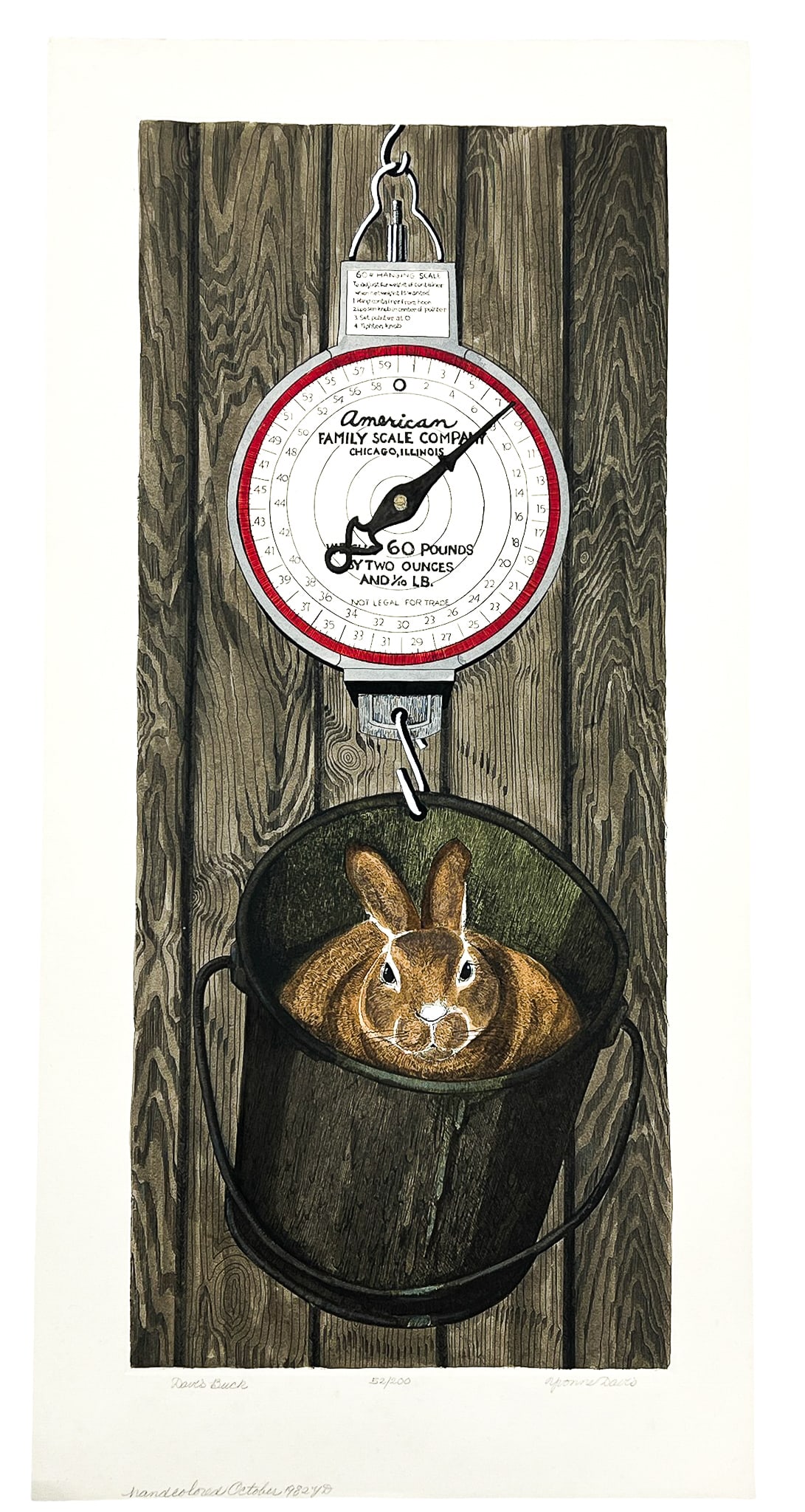 Yvonne Davis "Dave's Buck" 1982 Hand Colored Etching - 2