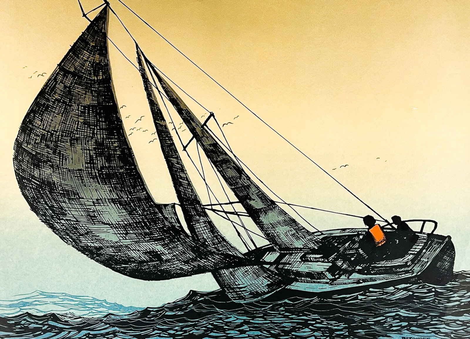 Roger Berghoff "Gusty Weather" Serigraph (1 of 2)
