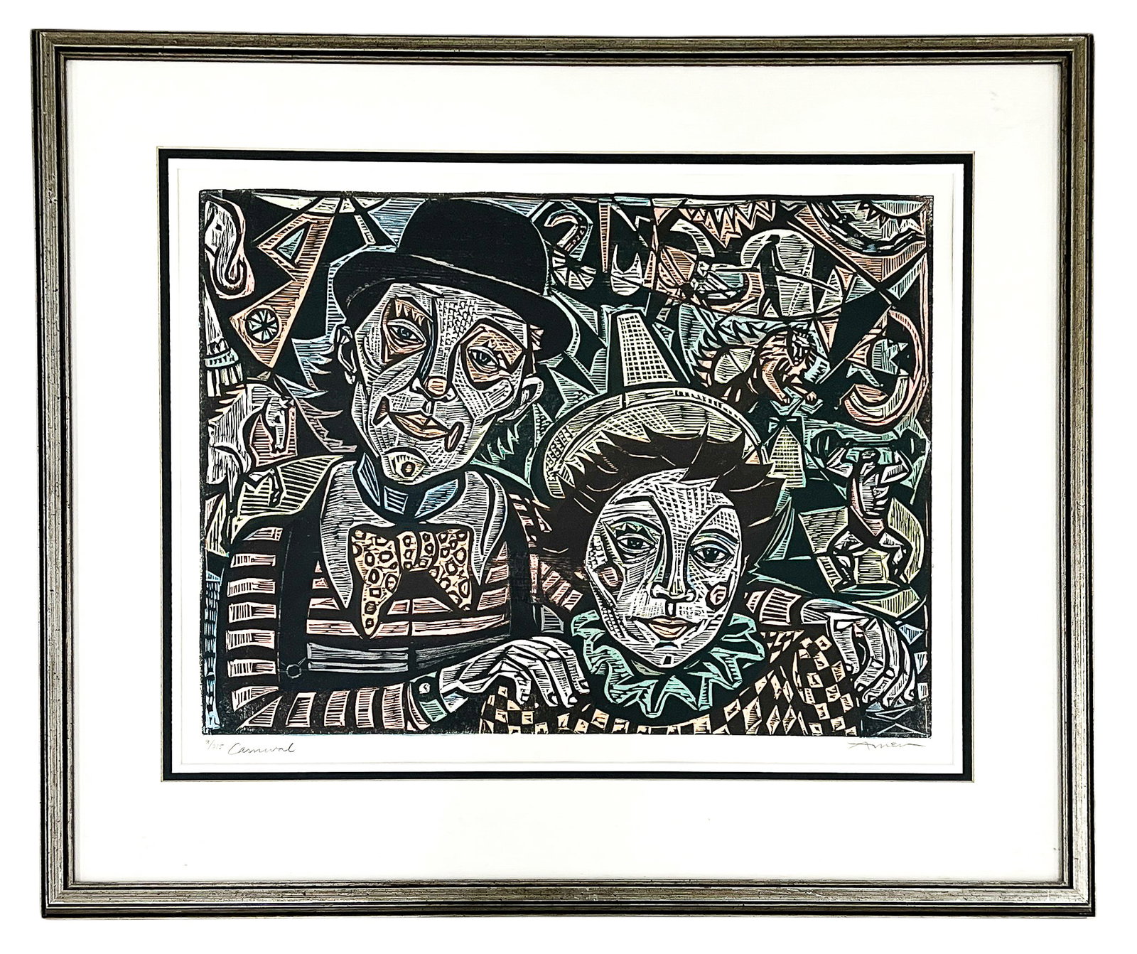Irving Amen "Carnival" 1977 Colored Woodcut - 2