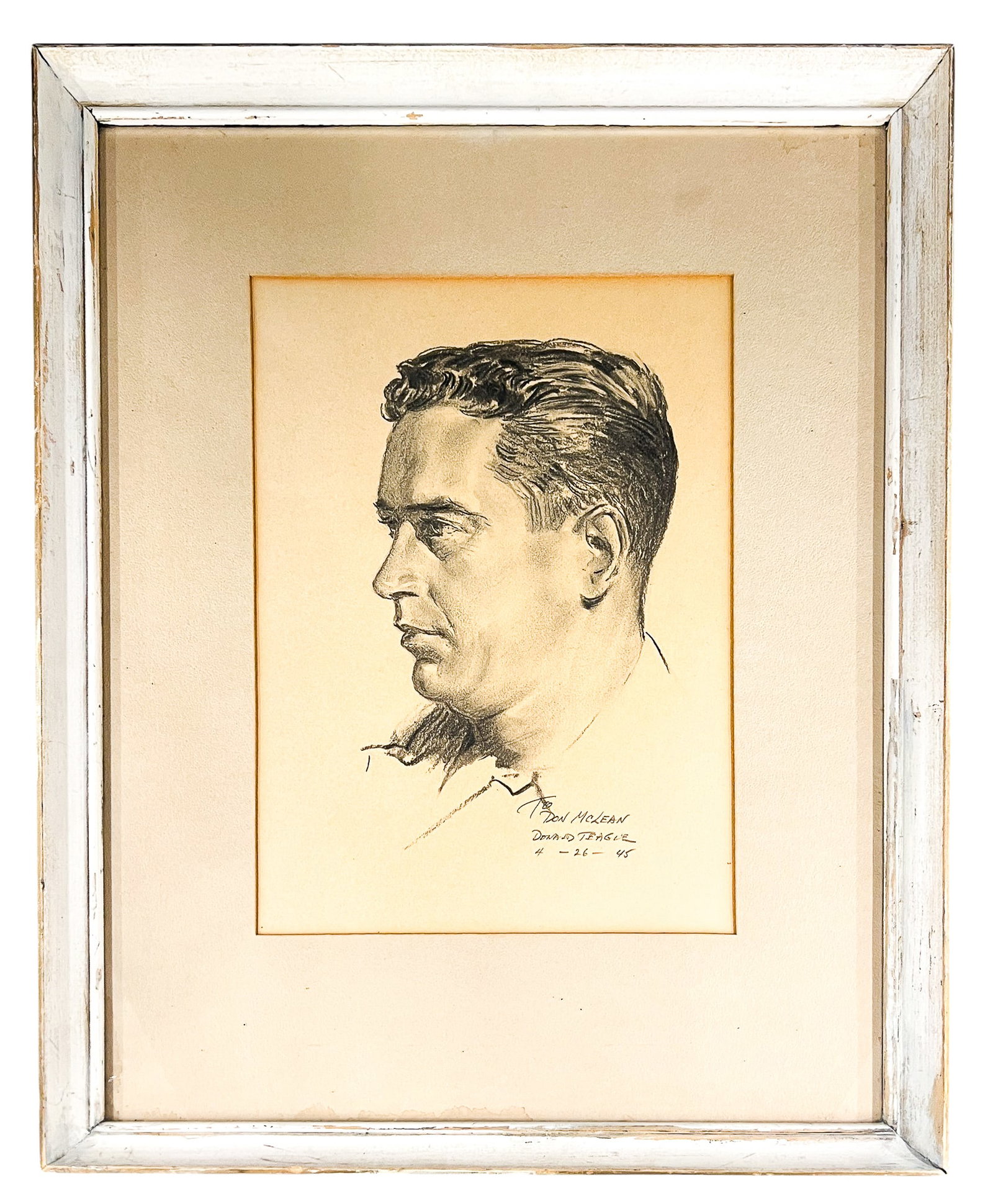 Donald Teague "Portrait of Don McLean" 1945 Charcoal on Paper - 2