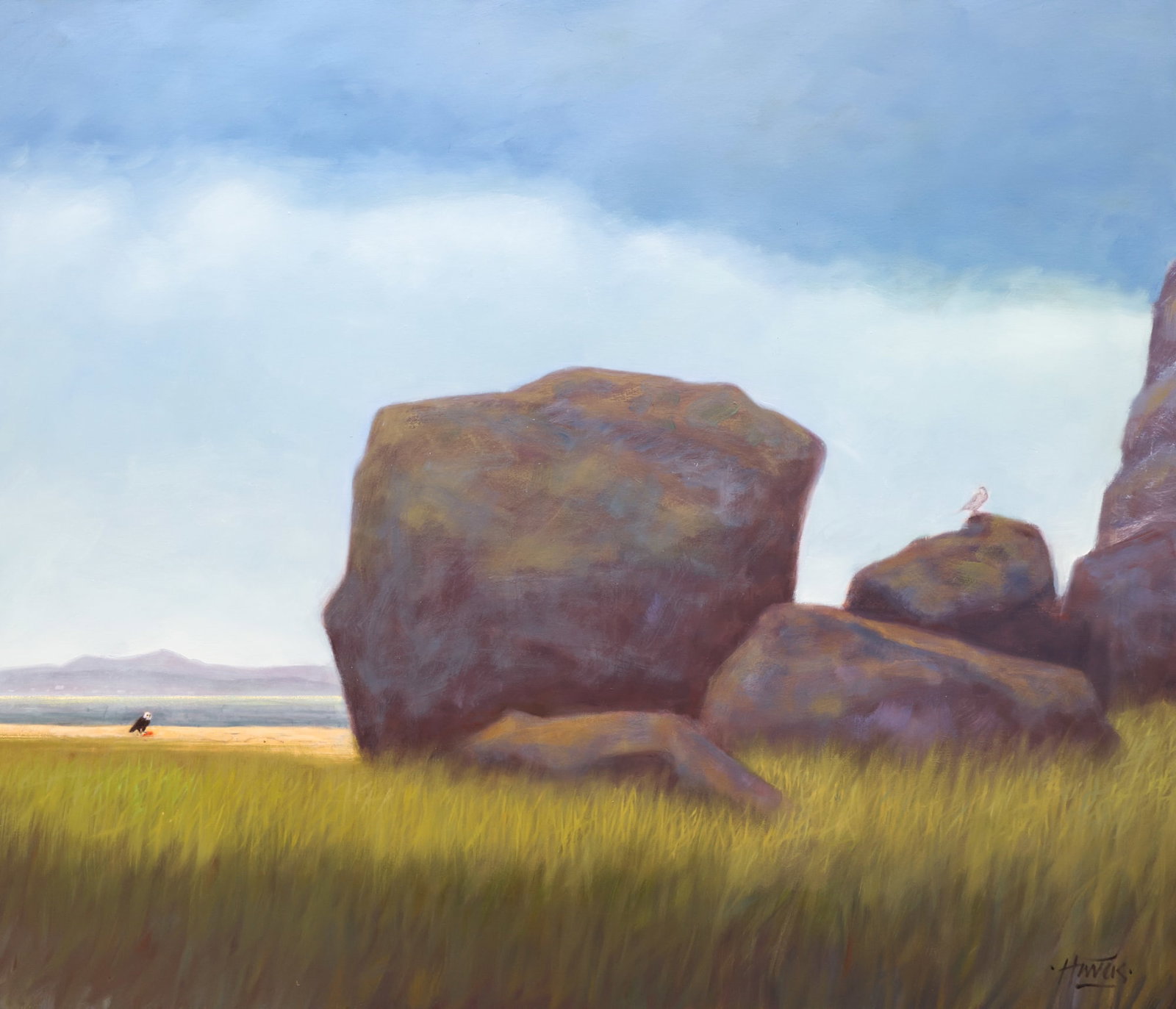 Paul Havas "Boulder at Sounds Edge" Large Oil on Canvas (1 of 3)