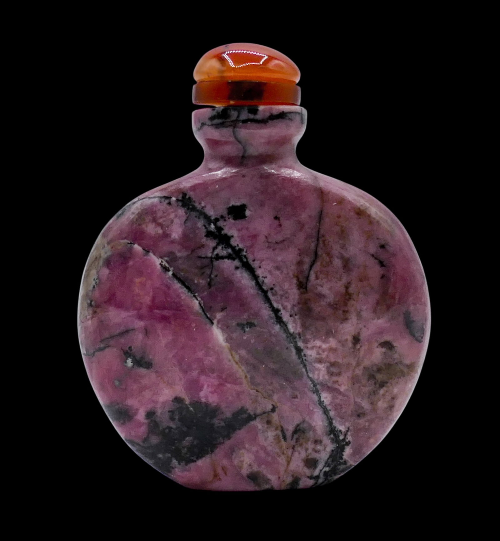 Old Chinese Rhodonite Carved Chilong Snuff Bottle - 2