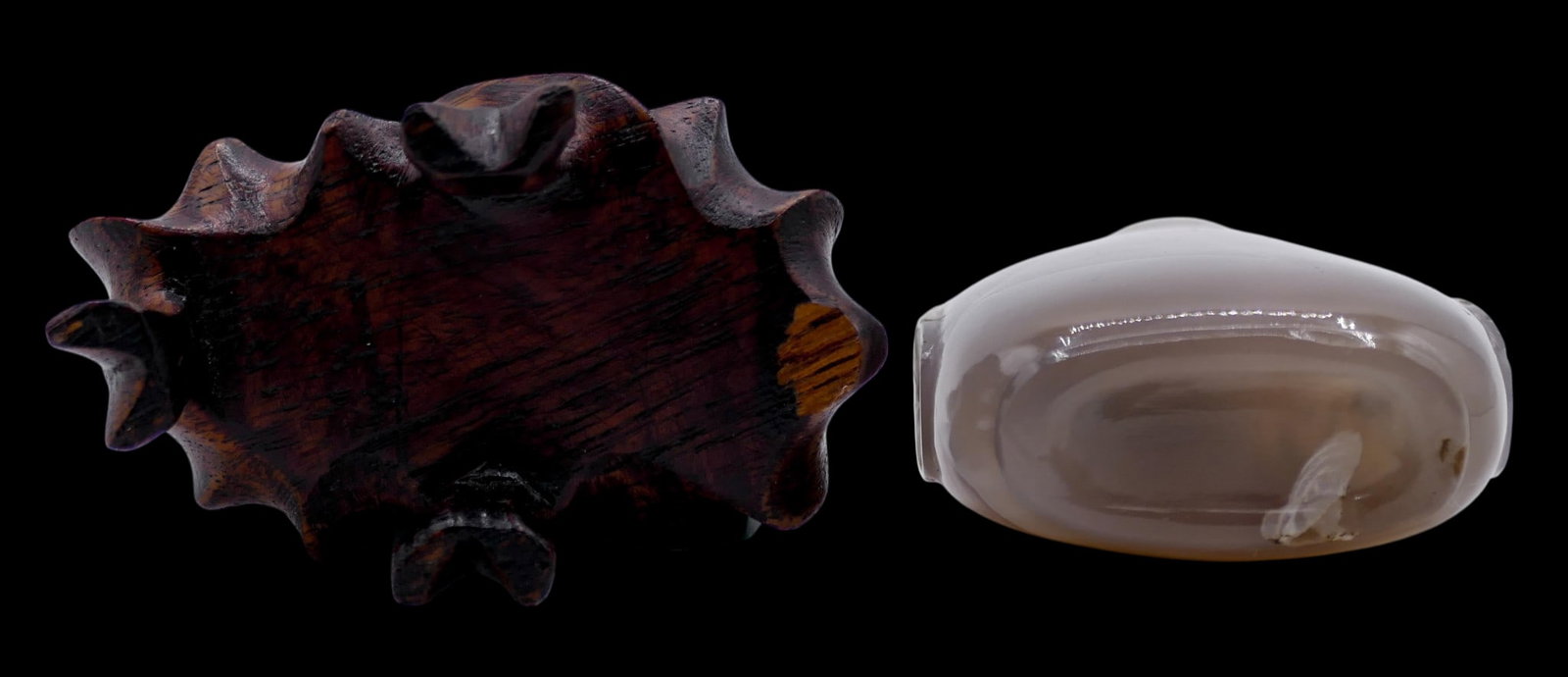 2pc Old Chinese Agate and Malachite Snuff Bottles - 4