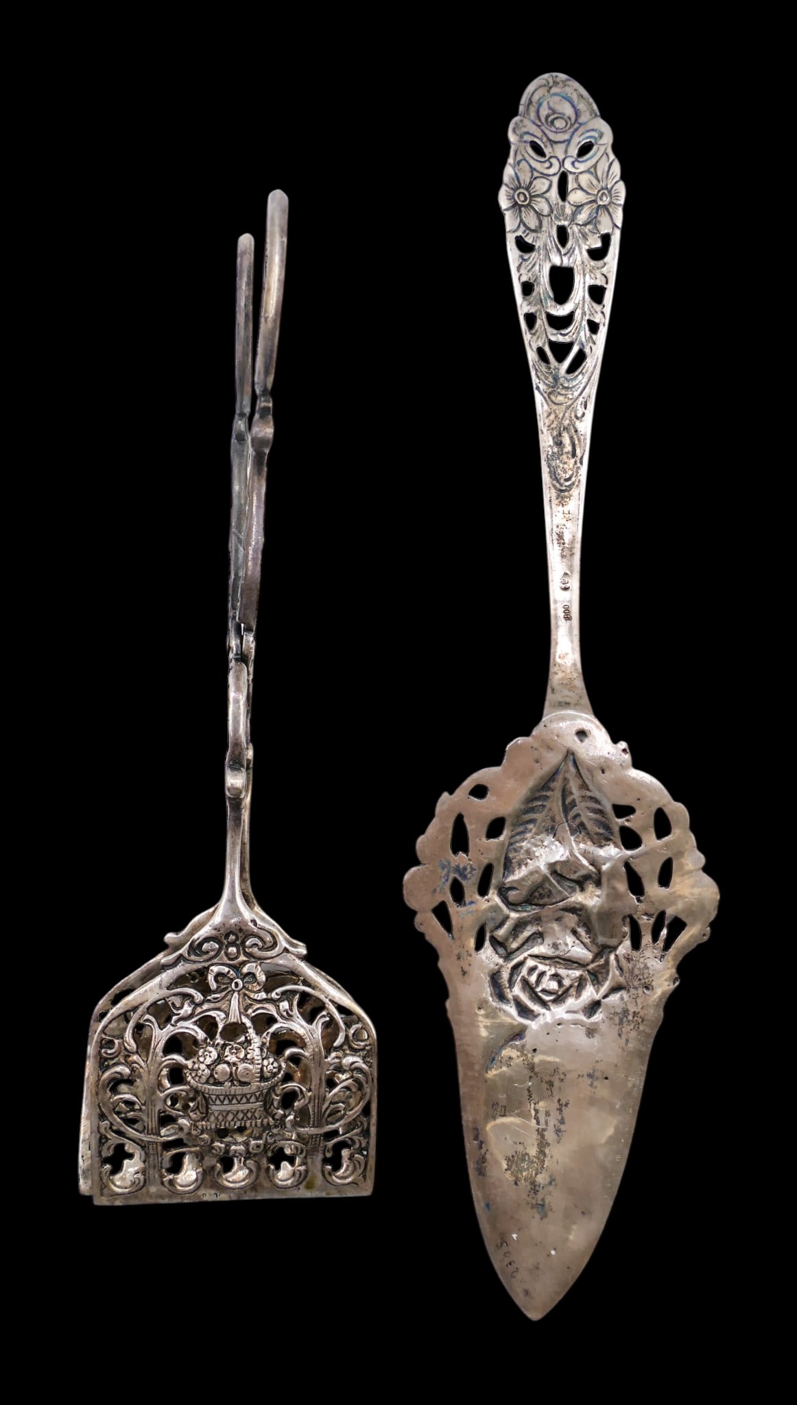 2pc Ornate German 800 Silver Pierced Serving Pieces - 2