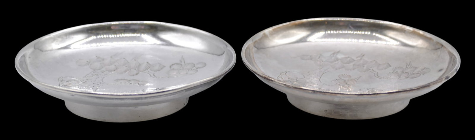 Pair Antique Chinese Export Silver Small Dishes (1 of 7)